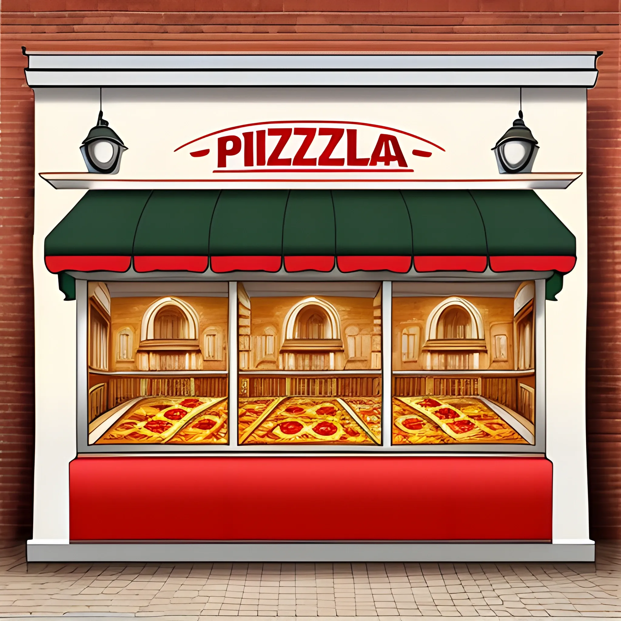 Create a homepage site banner, a transparent image with pizza' ingredient like pomodoro, mozzarella e basilico and a background with the illustration of a pizzeria in a small country town. The style is pencil sketch and it would be very thin and light