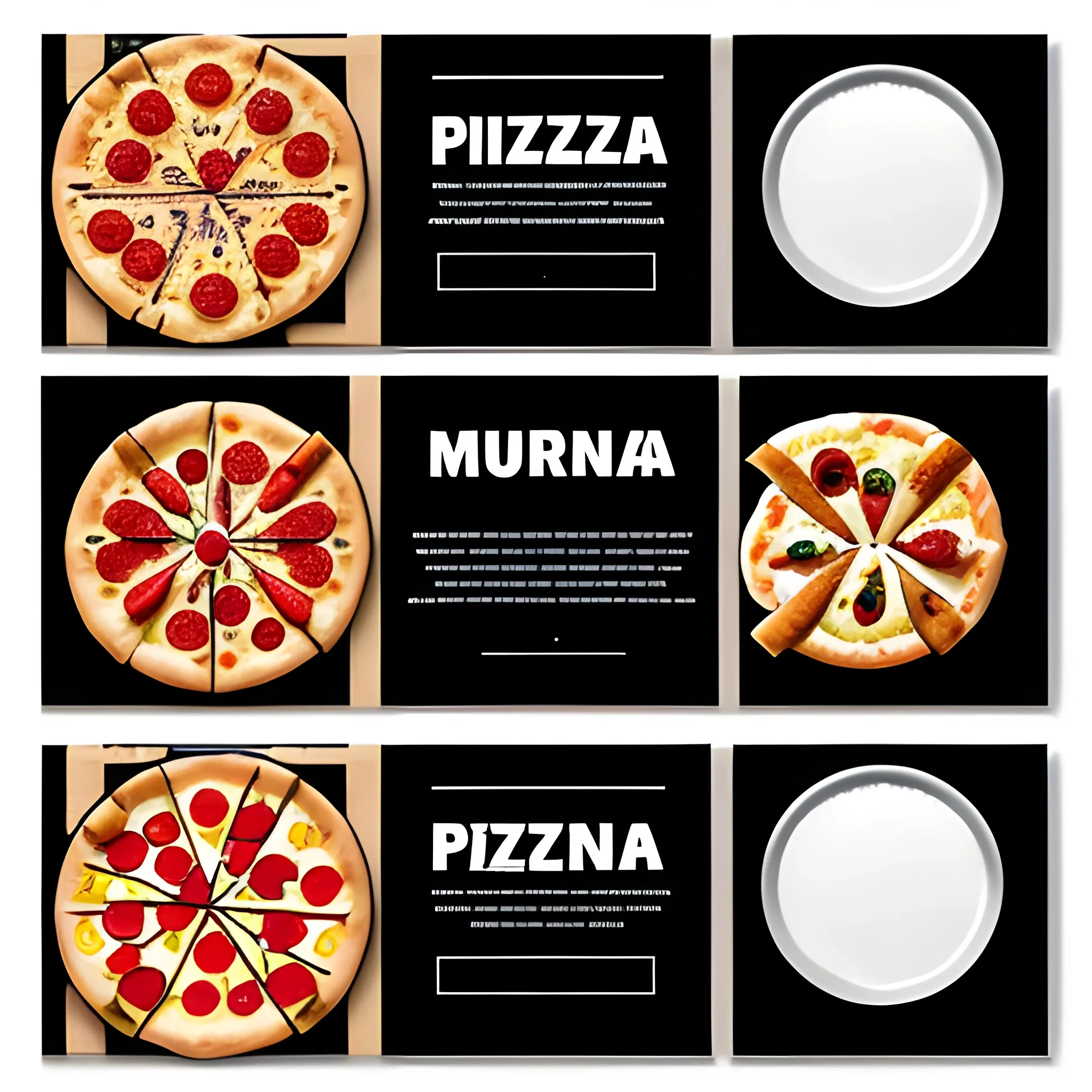 Create a pattern with pizza ingredients for a homepage banner site, stencil style, black and white