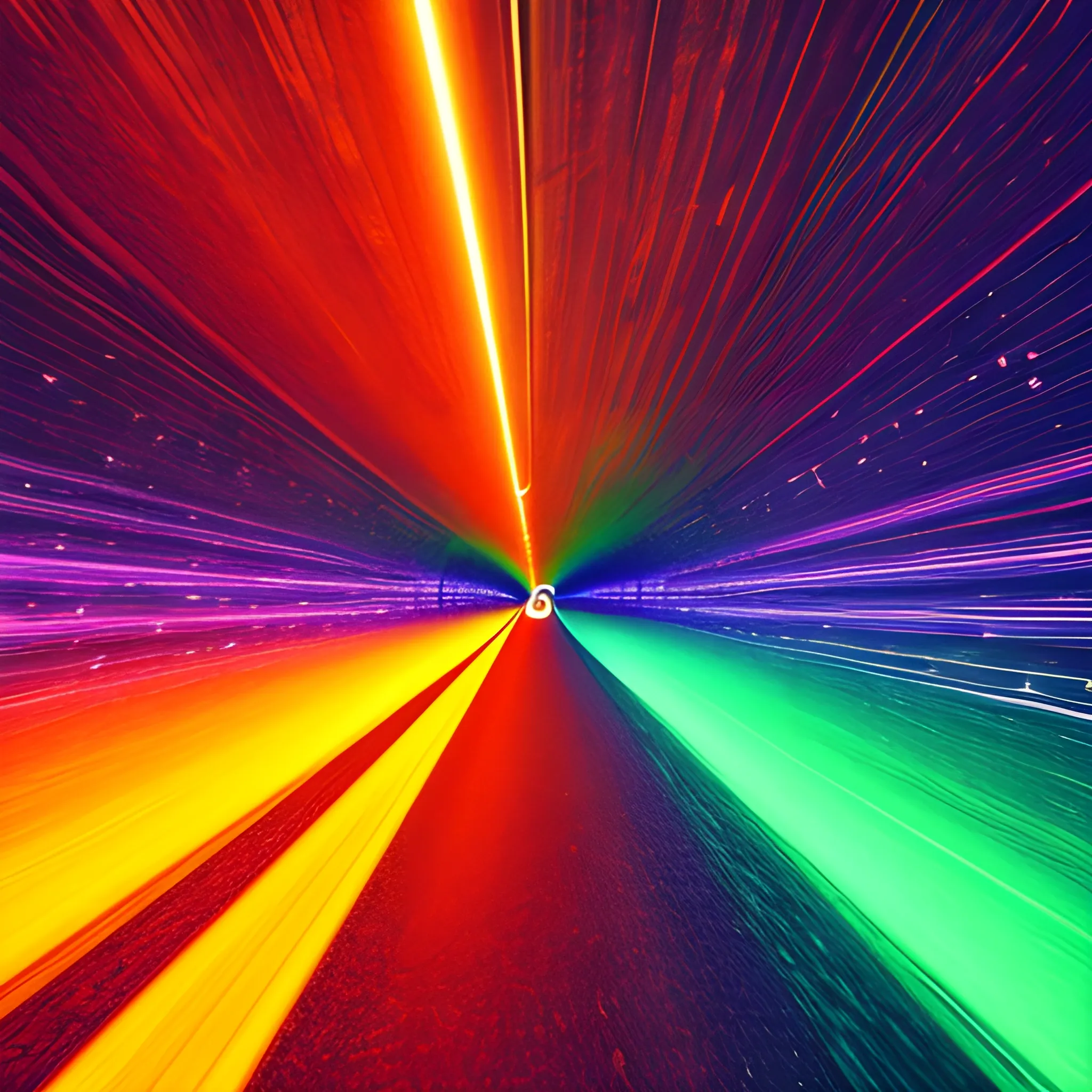 interior vision of a tunnel, very colorful psychedelic stroboscopic, spinning on itself shooting towards the starry sky in the background