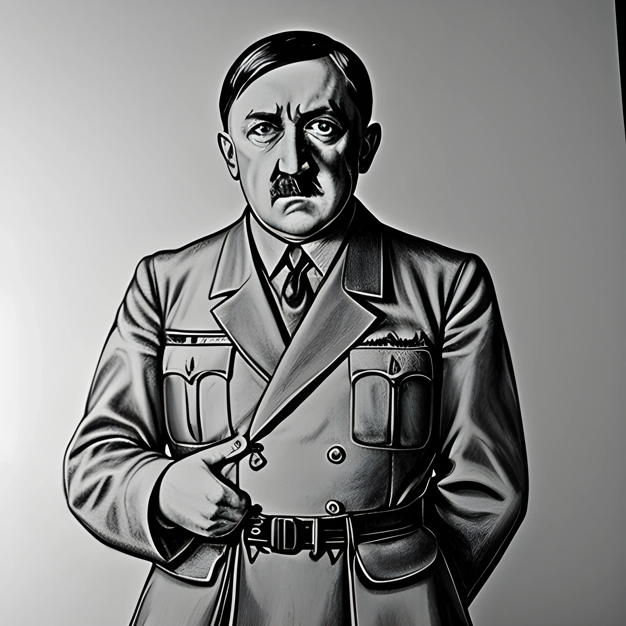 Adolf Hitler speech, Pencil Sketch, medium full shot