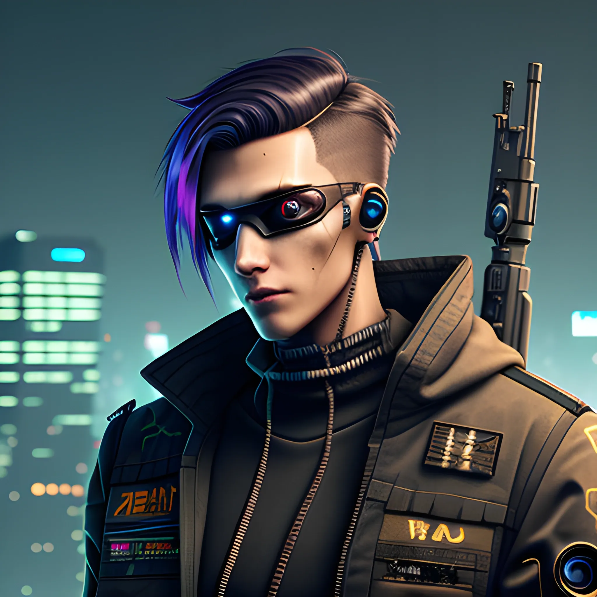 Cyberpunk Male Sniper
