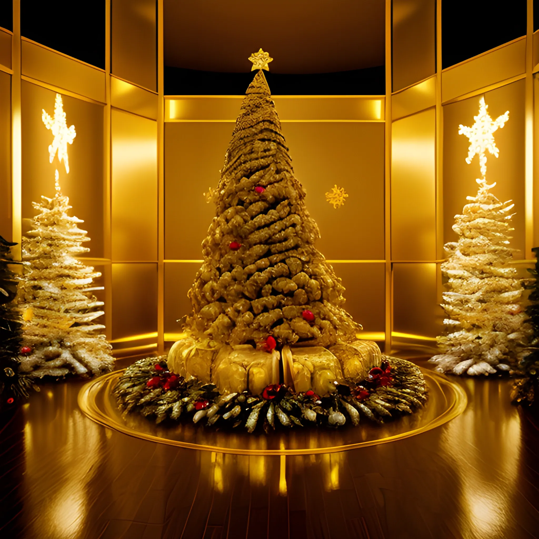 Liminal space the goldroom with christmas decorations