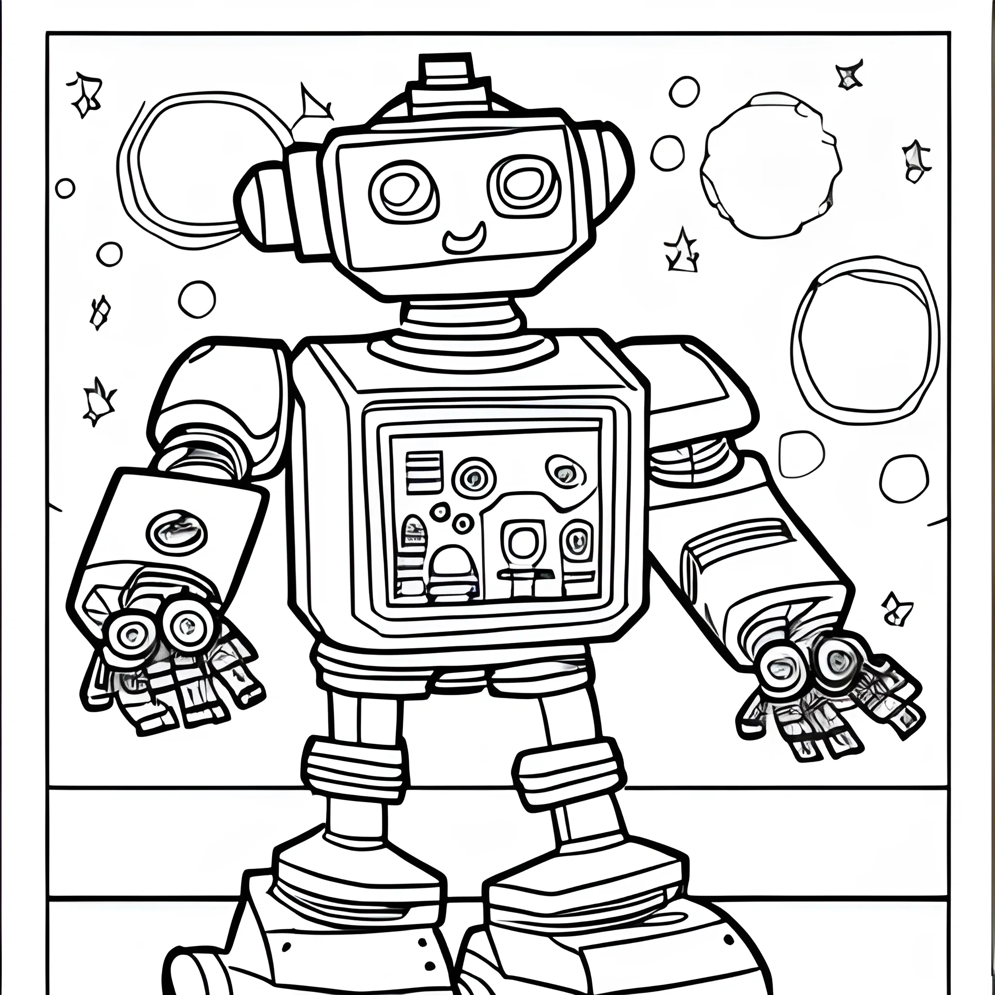 robot coloring book page 