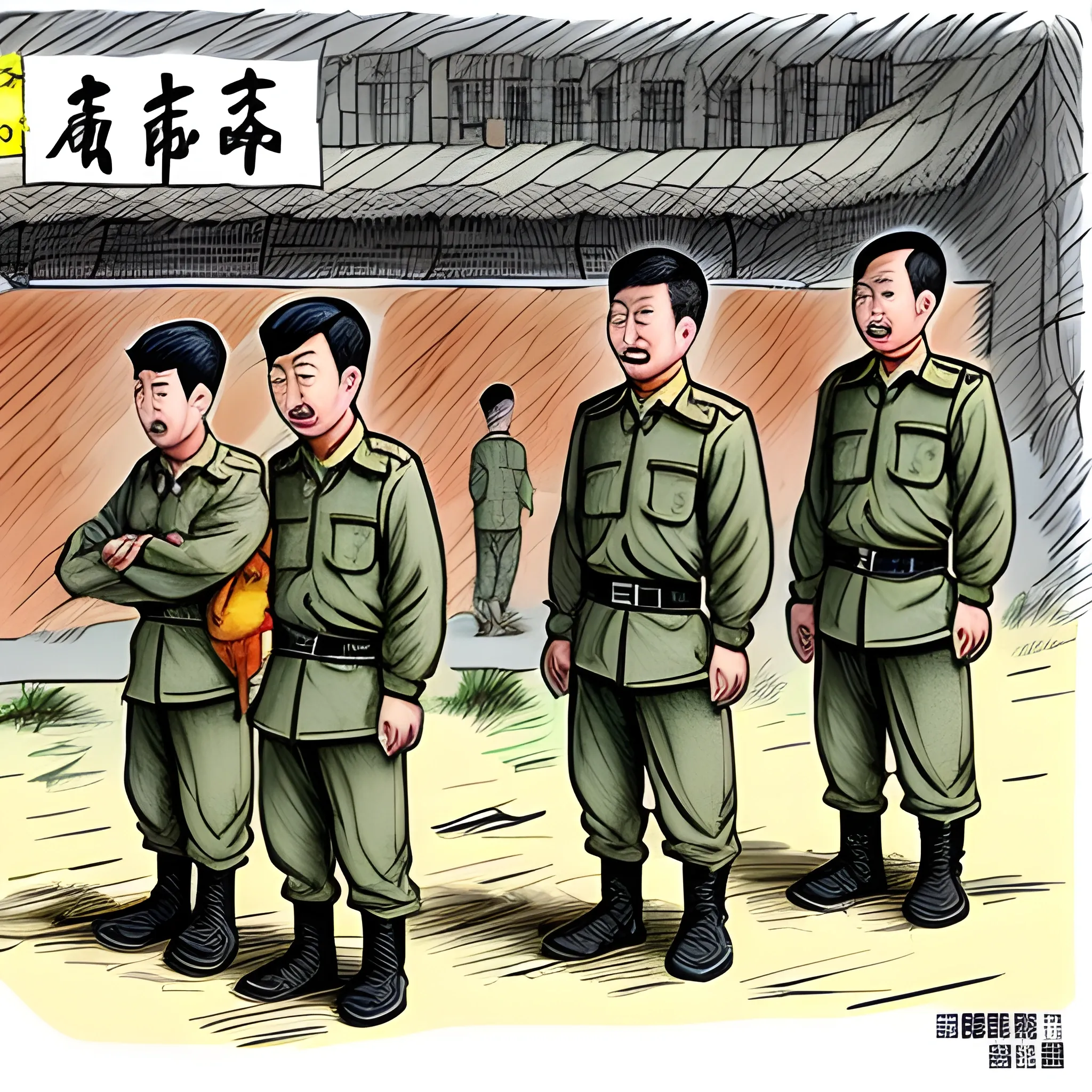 Chinese prisoners captured in war 

, Cartoon