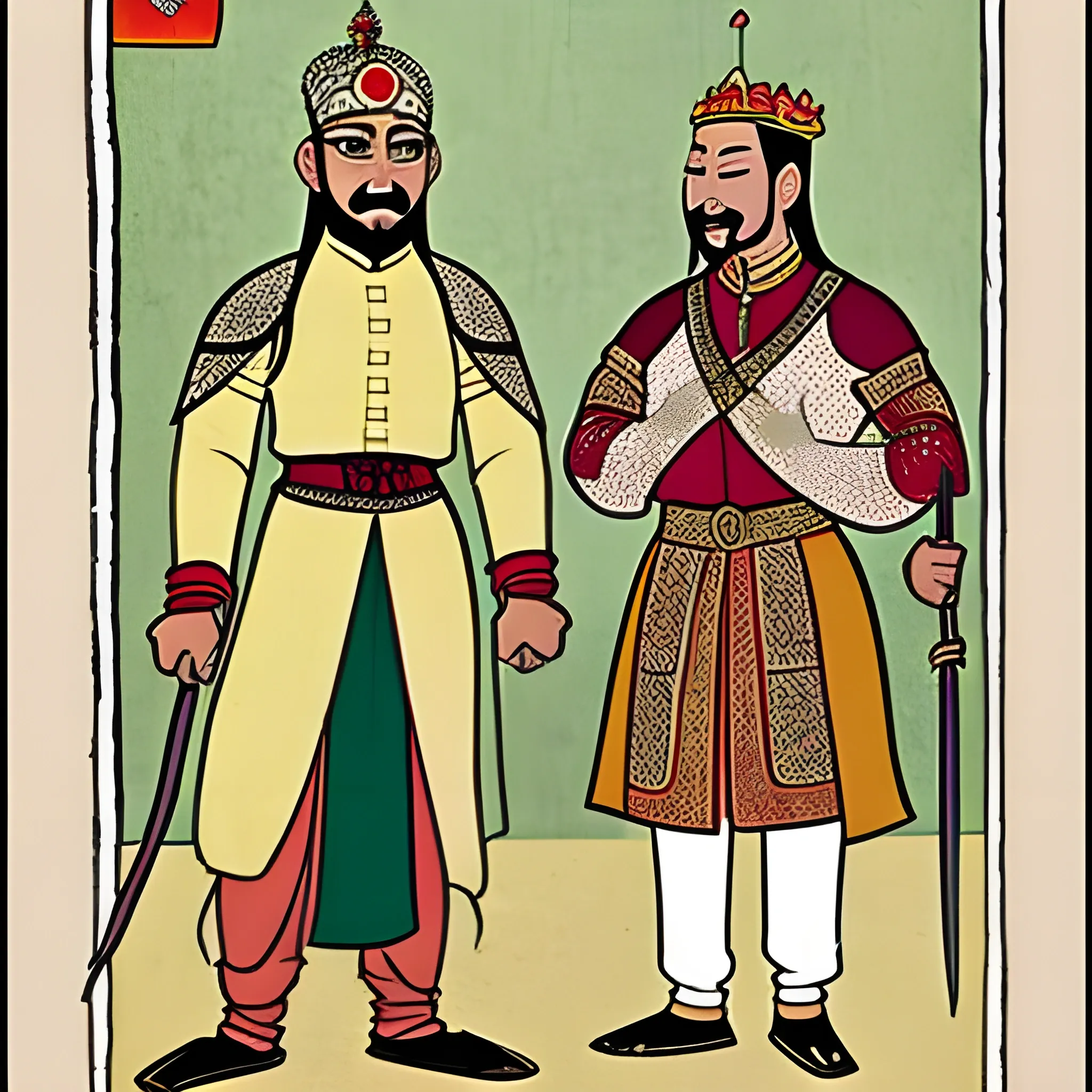 medieval Indian king and Chinese king happy after the war

, Cartoon