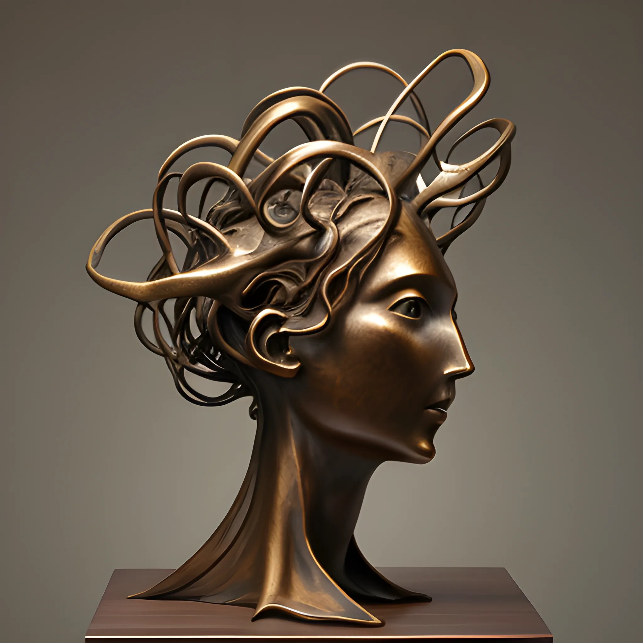 abstract organic head bronze sculptures