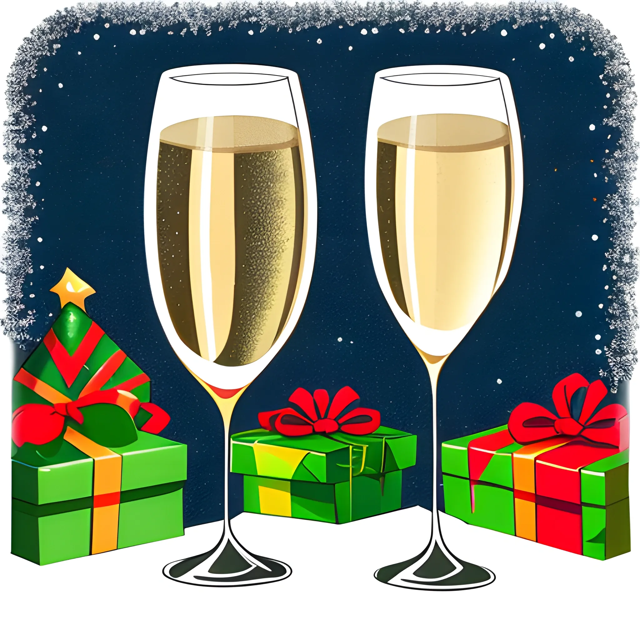 , Cartoon, champagne, glass, celebrate, christmas
