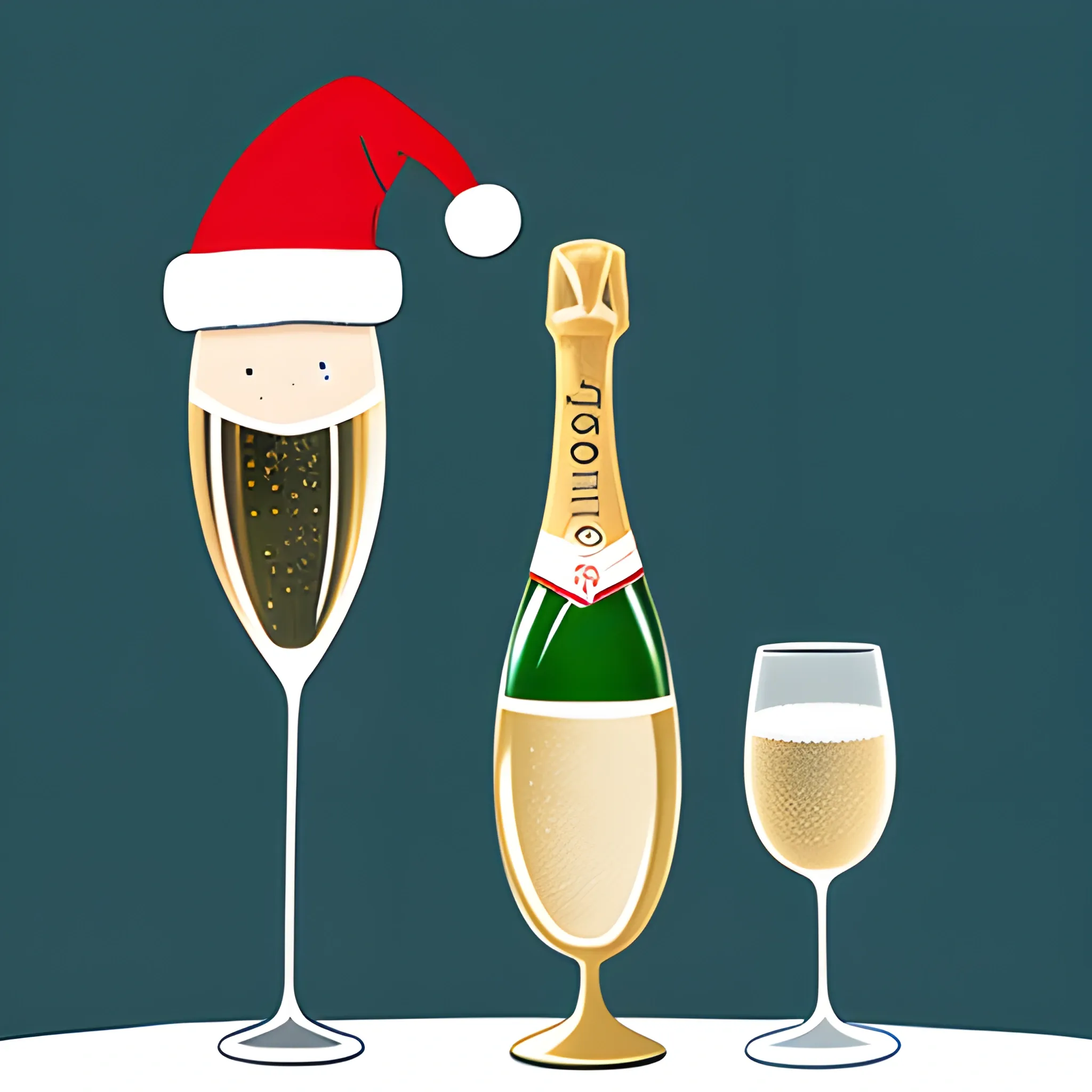 Cartoon, champagne, christmas
