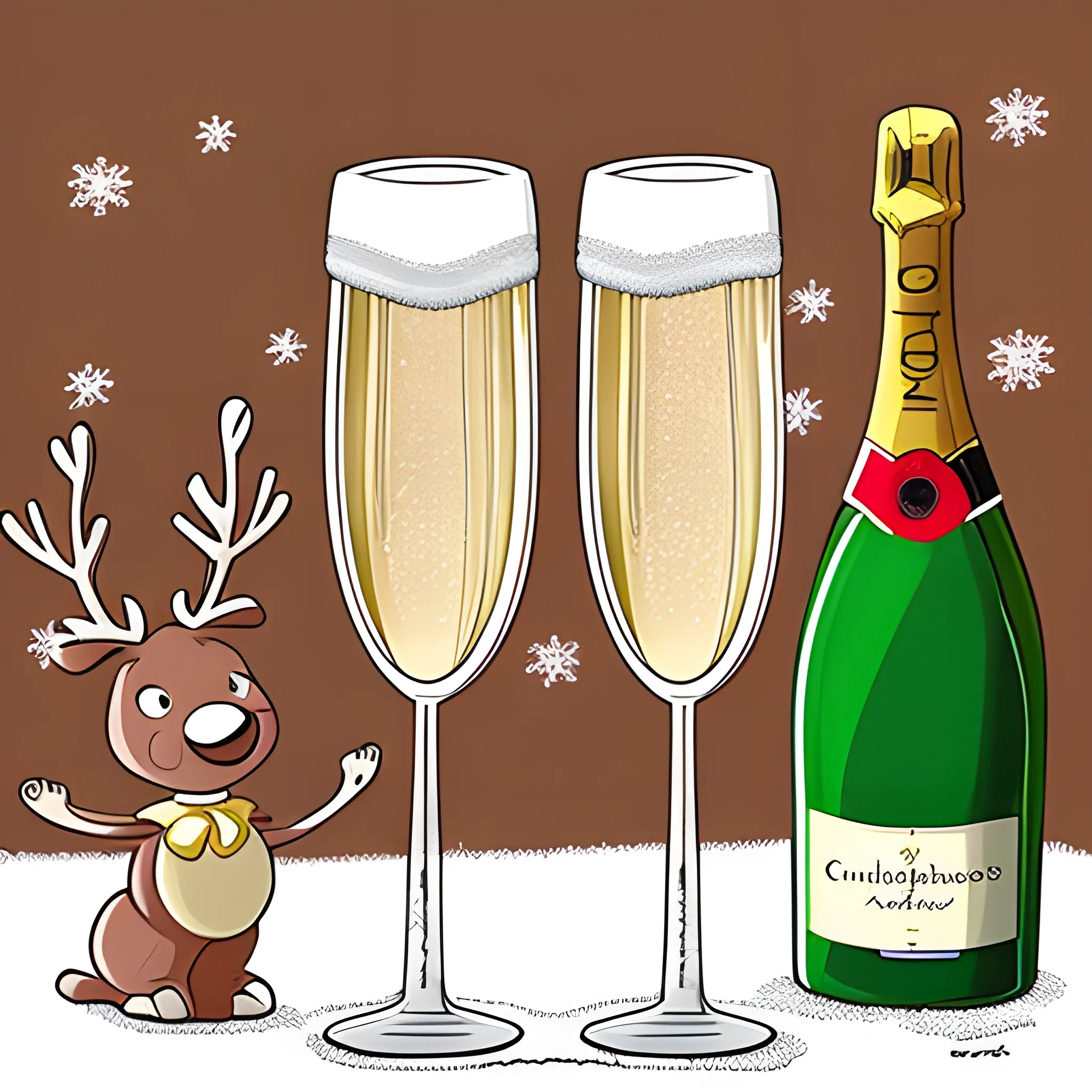 Cartoon, champagne, christmas
