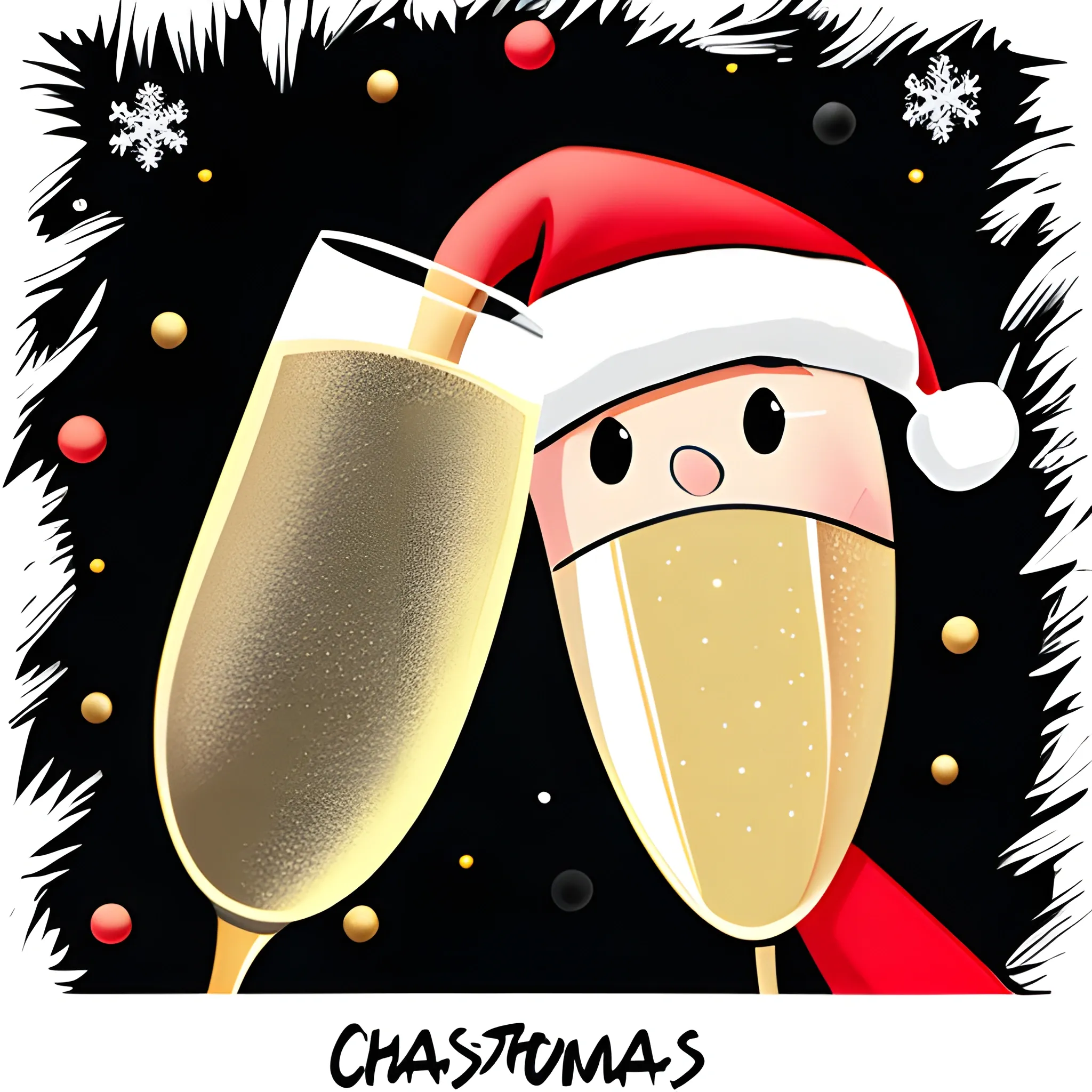 Cartoon, champagne, christmas
