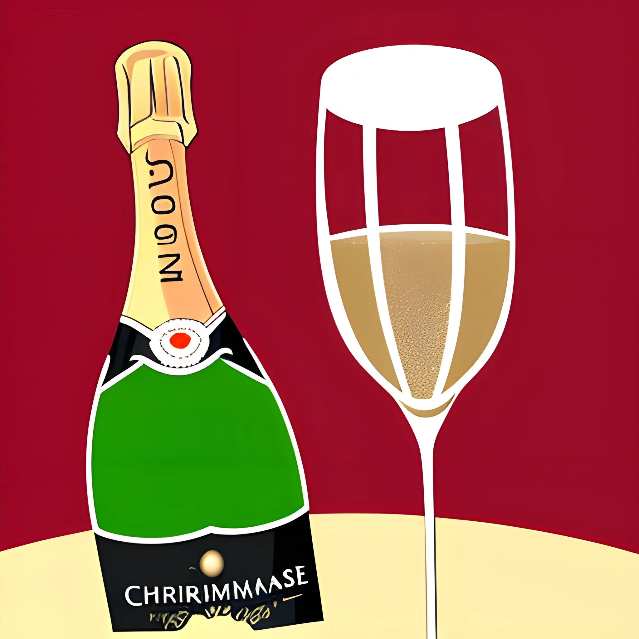 Cartoon, champagne, christmas
