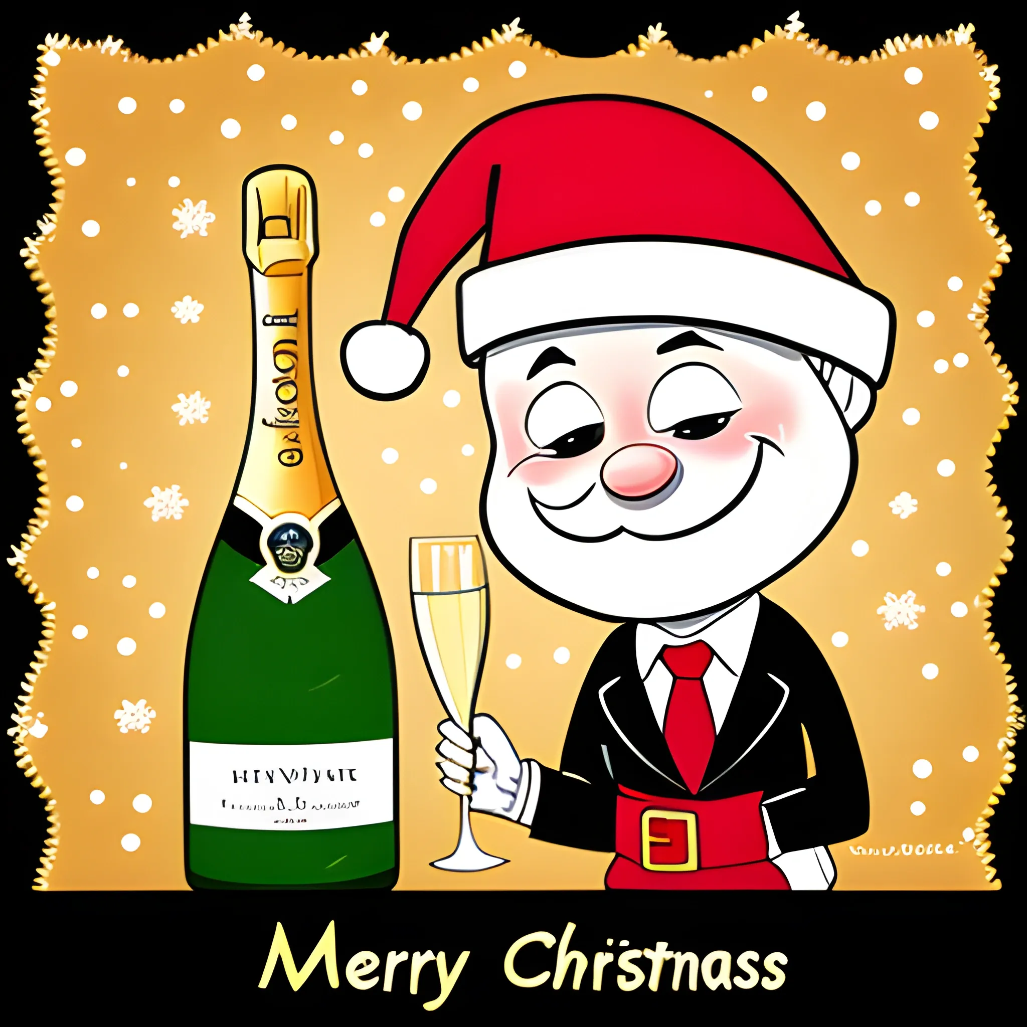 Cartoon, champagne, christmas
