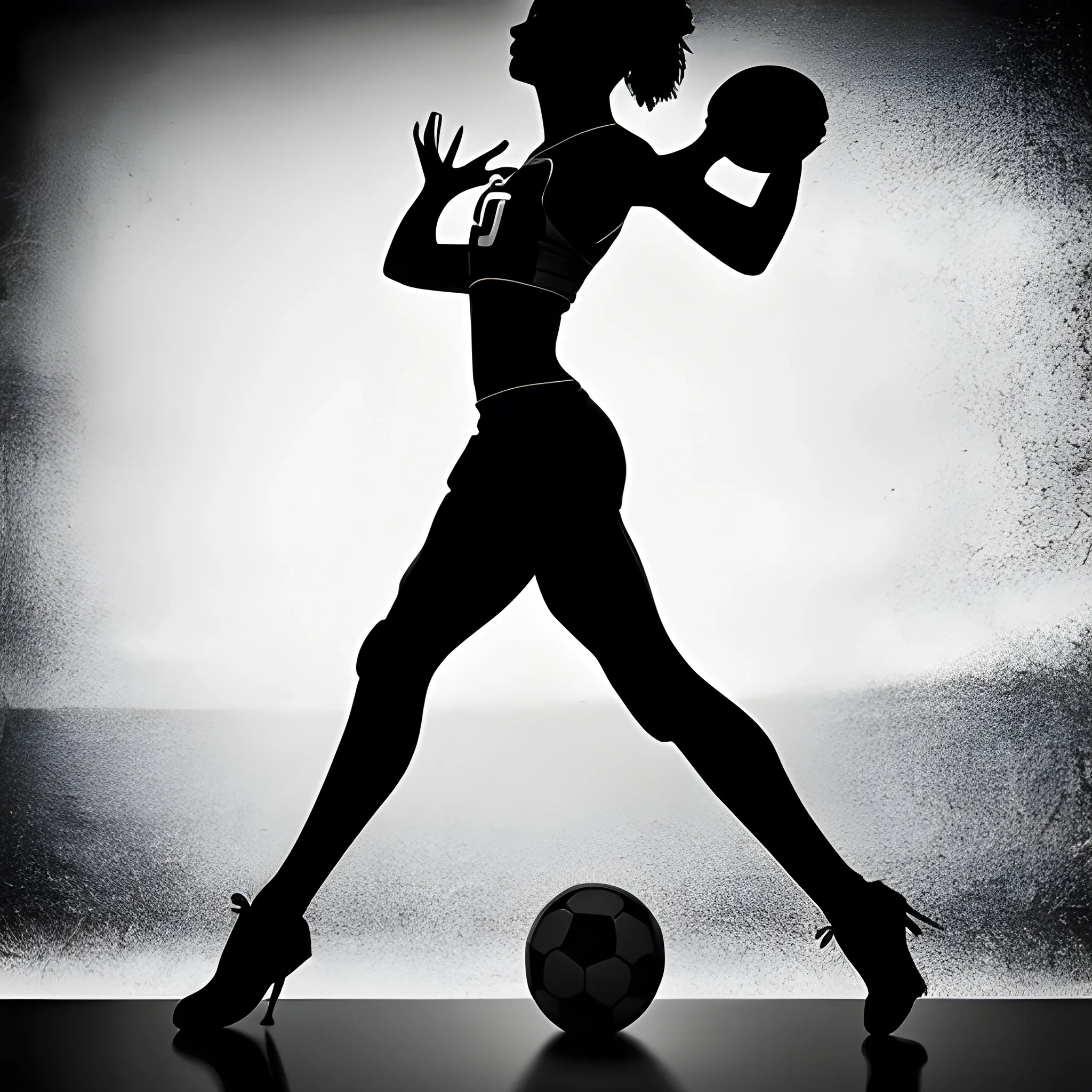 model, football, silhouette