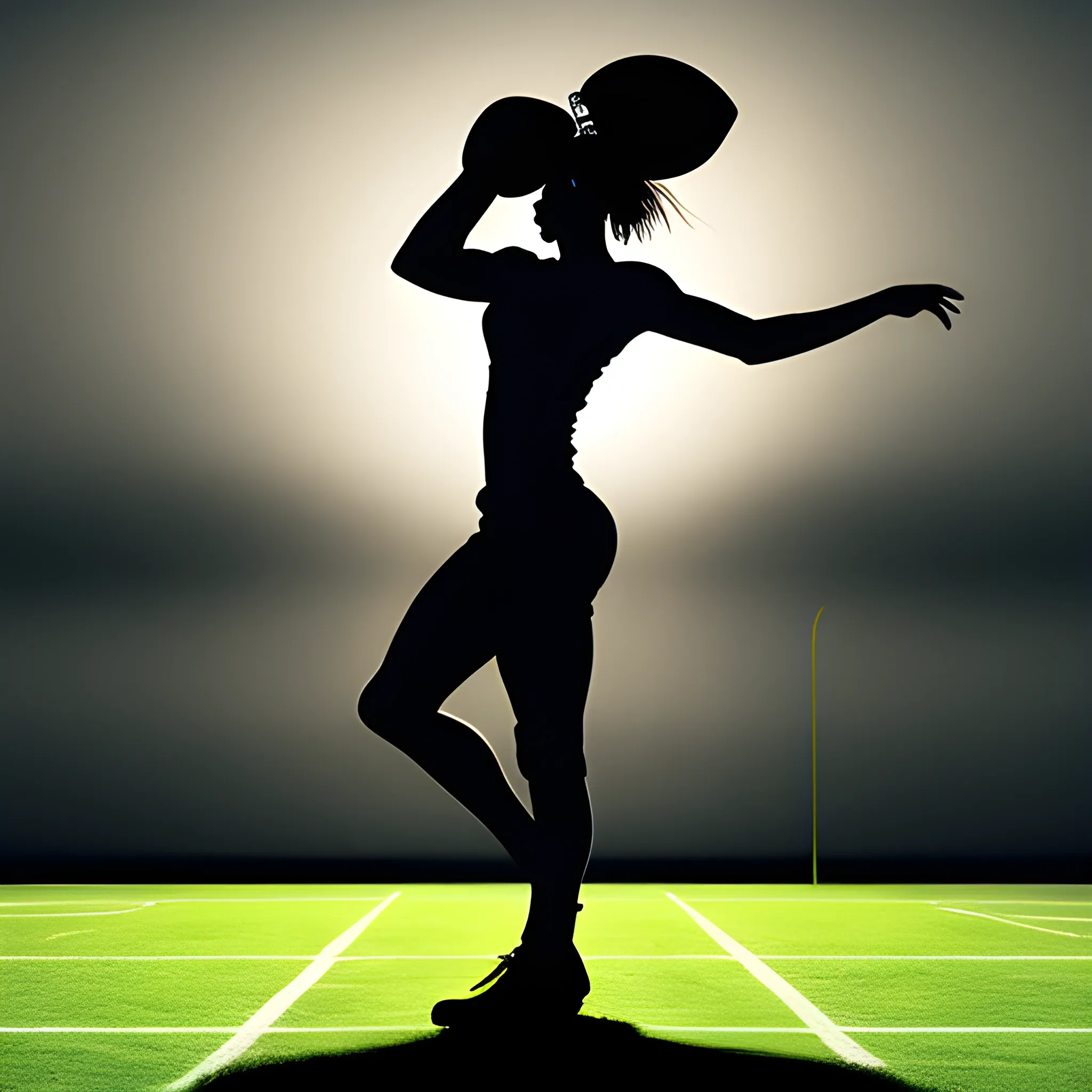 model, football, silhouette