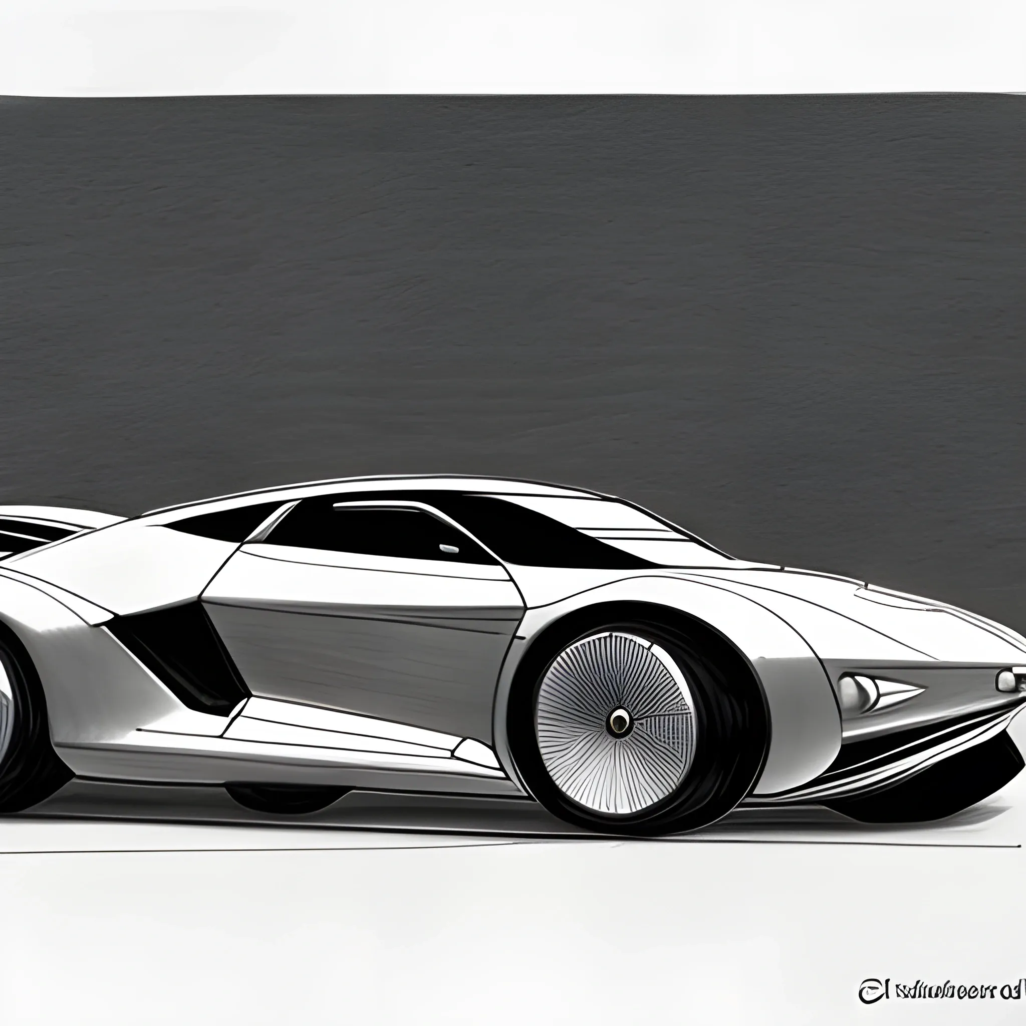 A Futuristic Cars PPT Background, Pencil Sketch