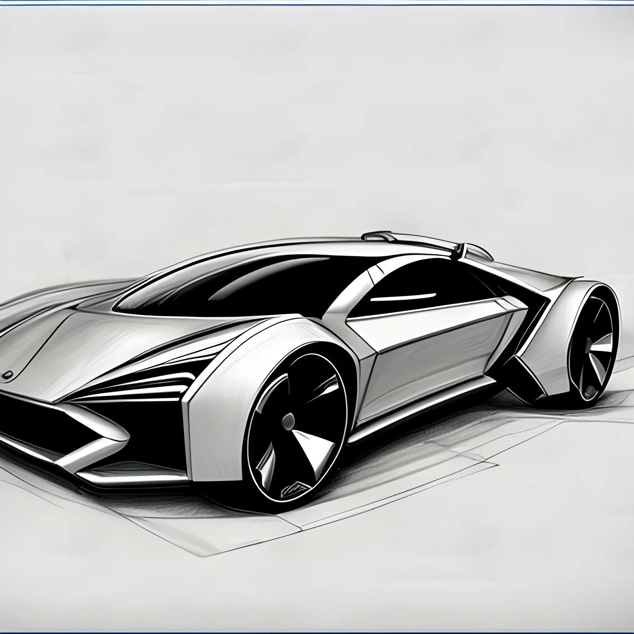 A Futuristic Car Background for PPT Background, Pencil Sketch, 16:9