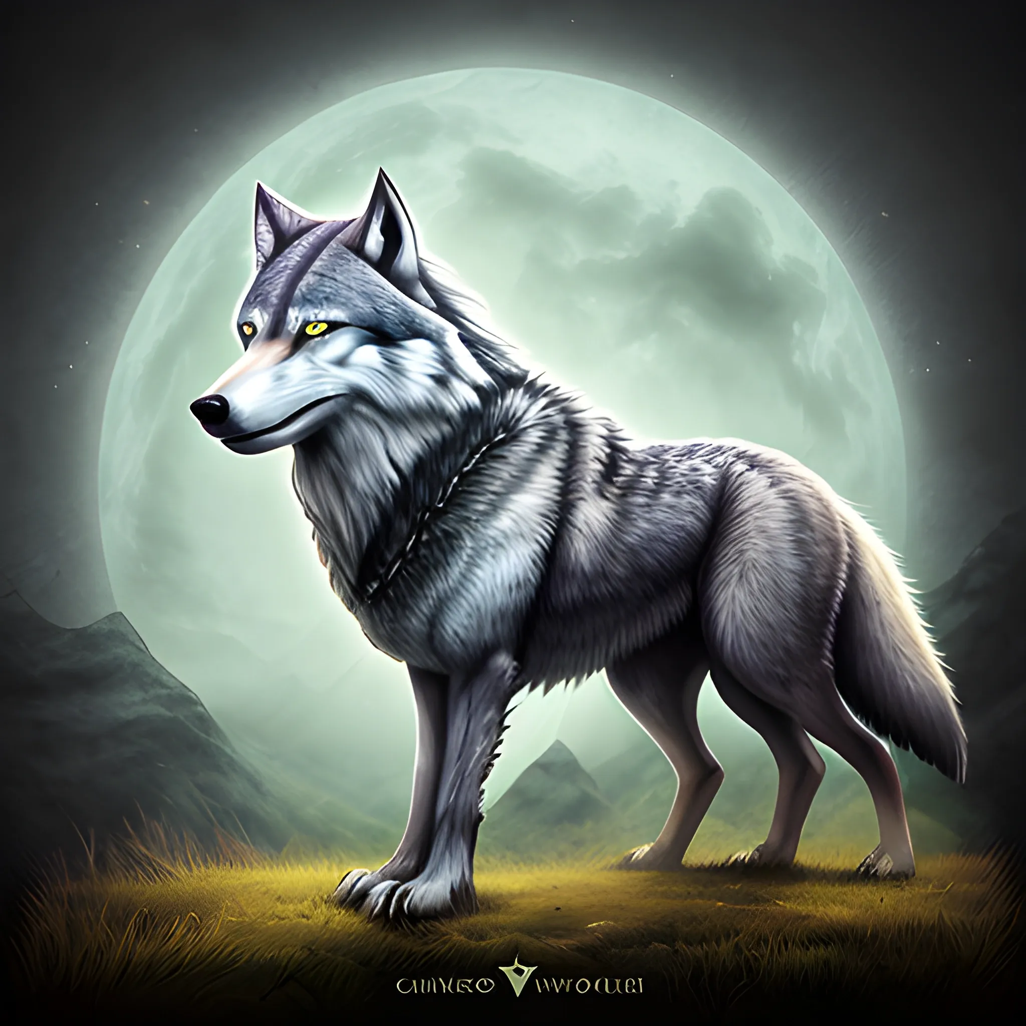 Mystic Background With A Viking Wolf, Cartoon - Arthub.ai