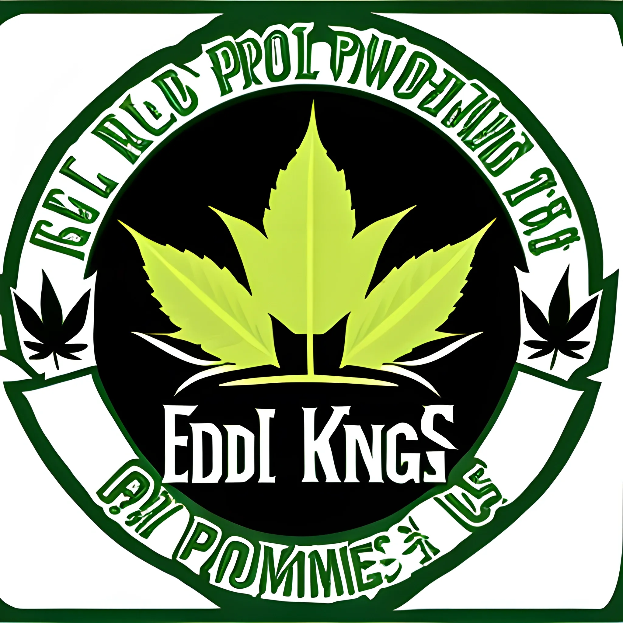 PDX KUSH KINGS LOGO FOR EDIBLES COMPANY IN PORTLAND OREGON WITH A WEED LEAF & CROWN