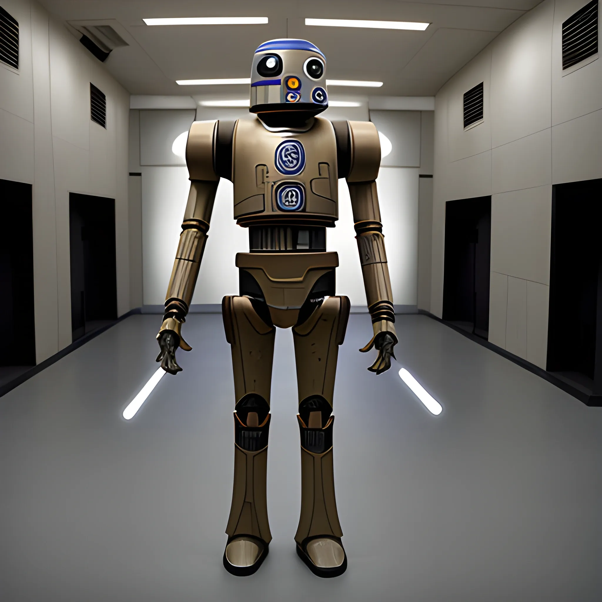 full body star wars droid character with the body of a super battle droid
