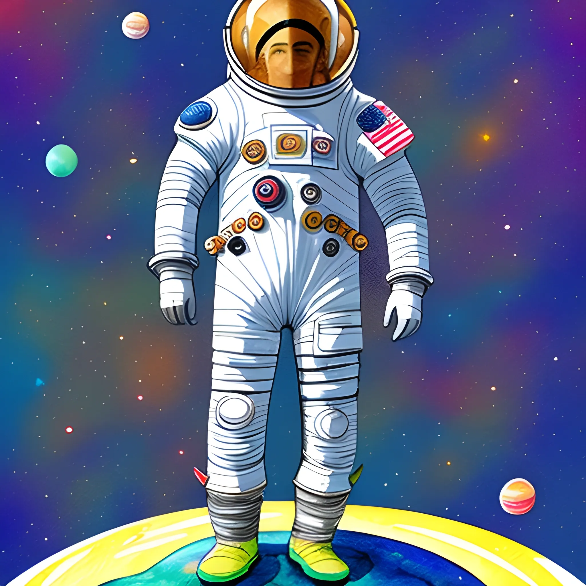 poster for a course on how to Design your Spacesuit for Intergalactic Fashion shows, Cartoon, Trippy, 3D, Water Color