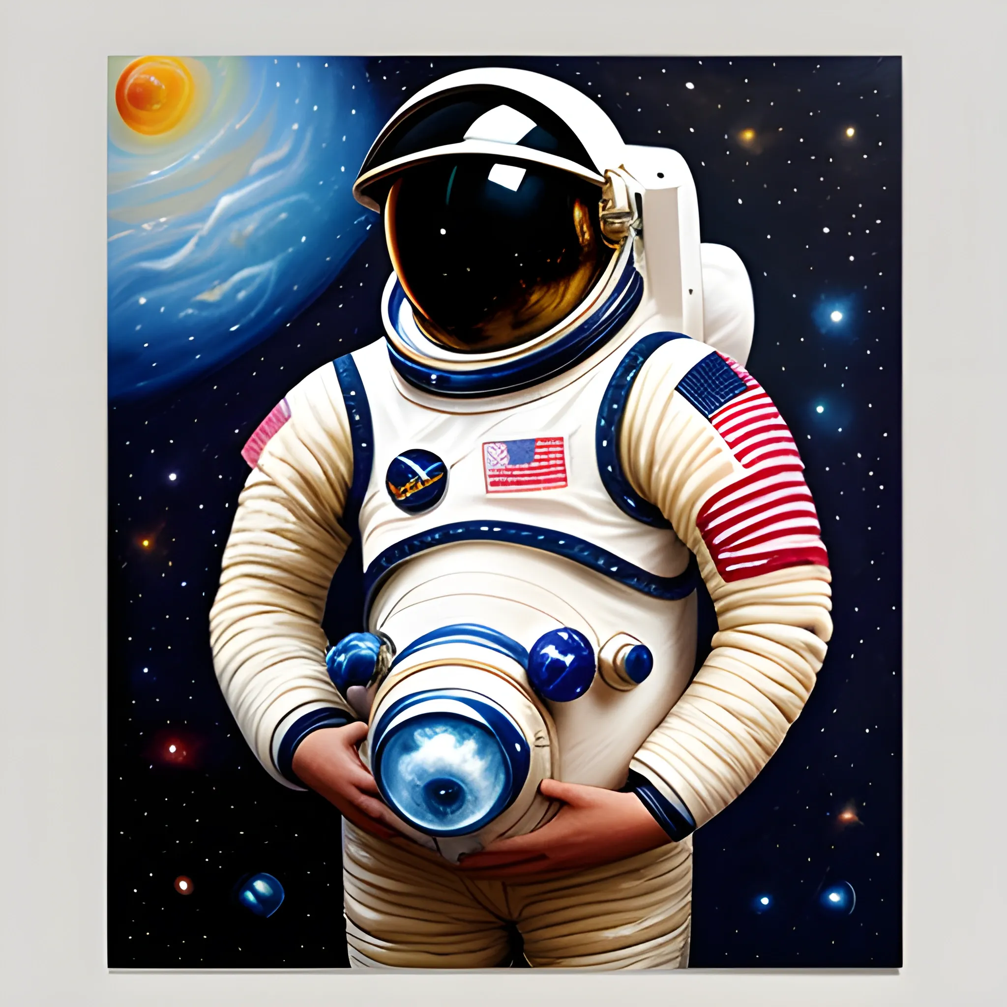 poster for a course on how to Design your Spacesuit for Intergalactic Fashion shows, Oil Painting