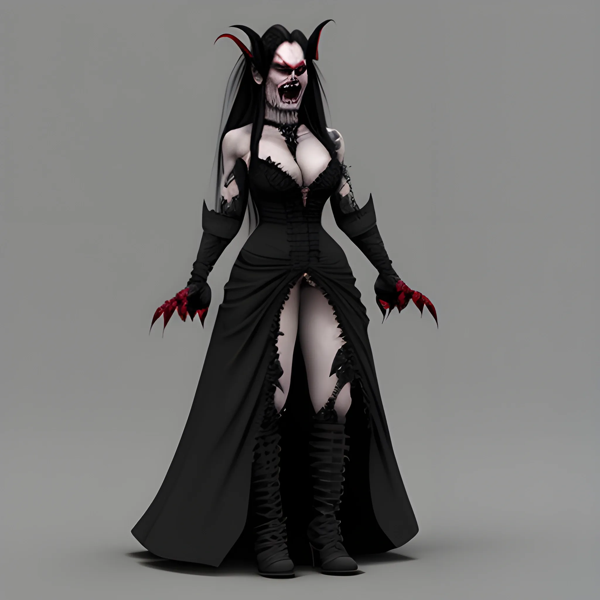 vampire orc in a black dress