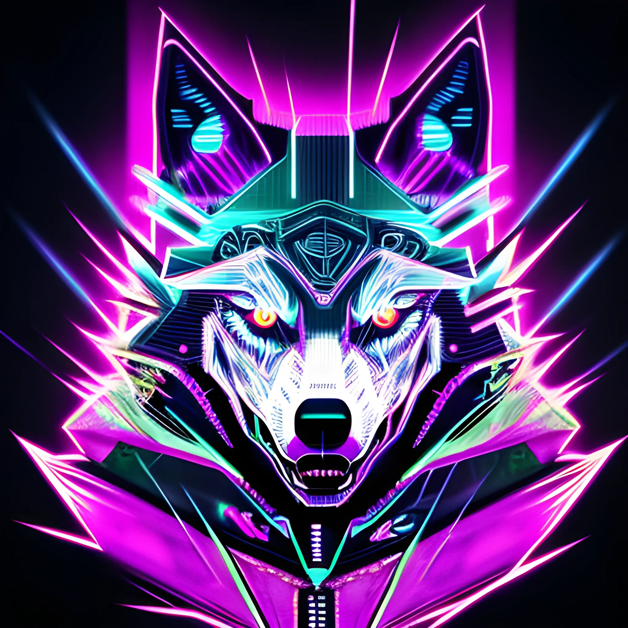 An angry Cyberpunk wolf, Trippy - Arthub.ai