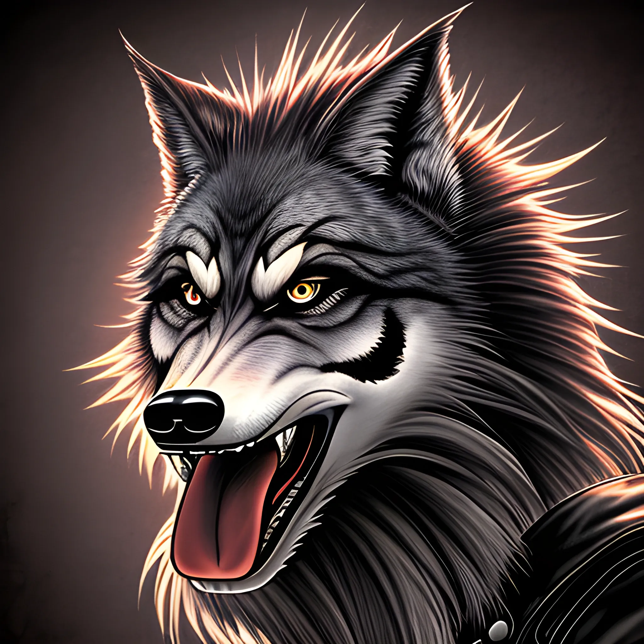 An angry rocker wolf