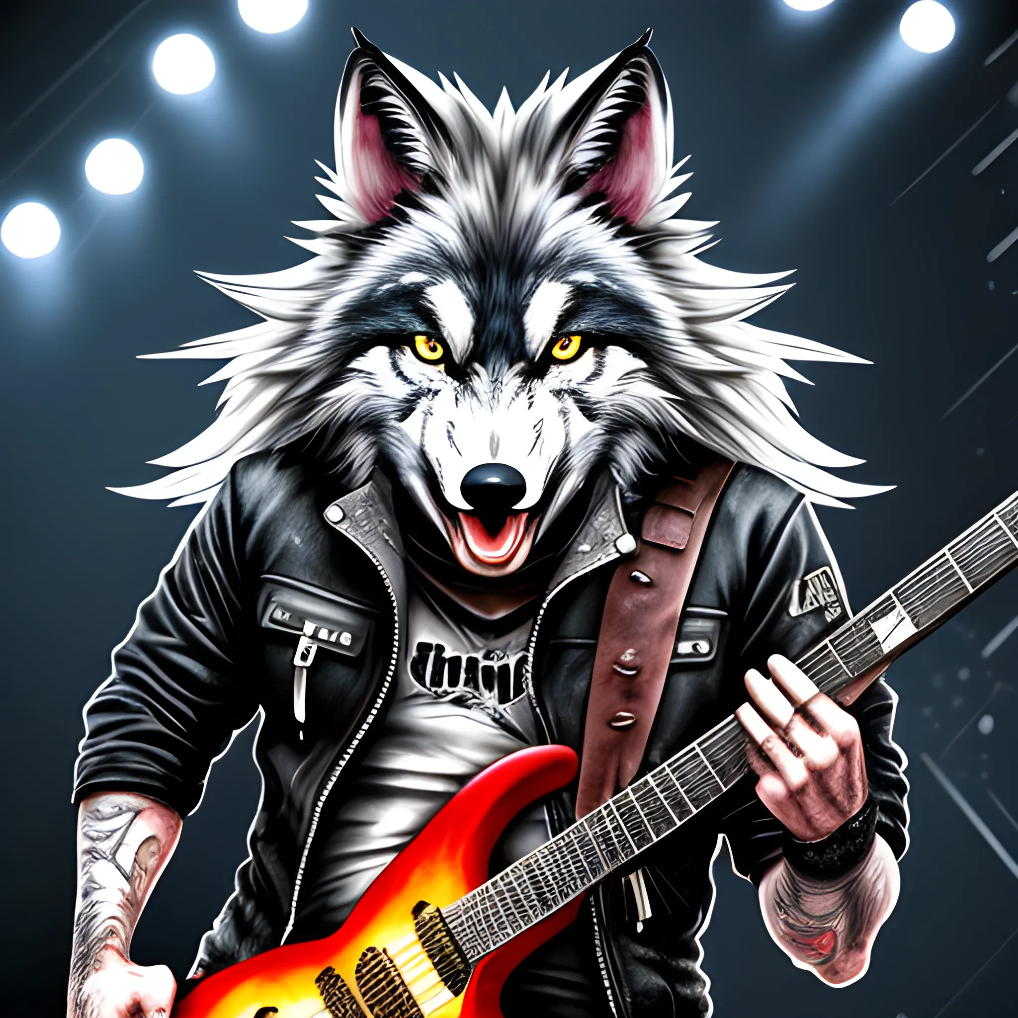 An angry rocker wolf