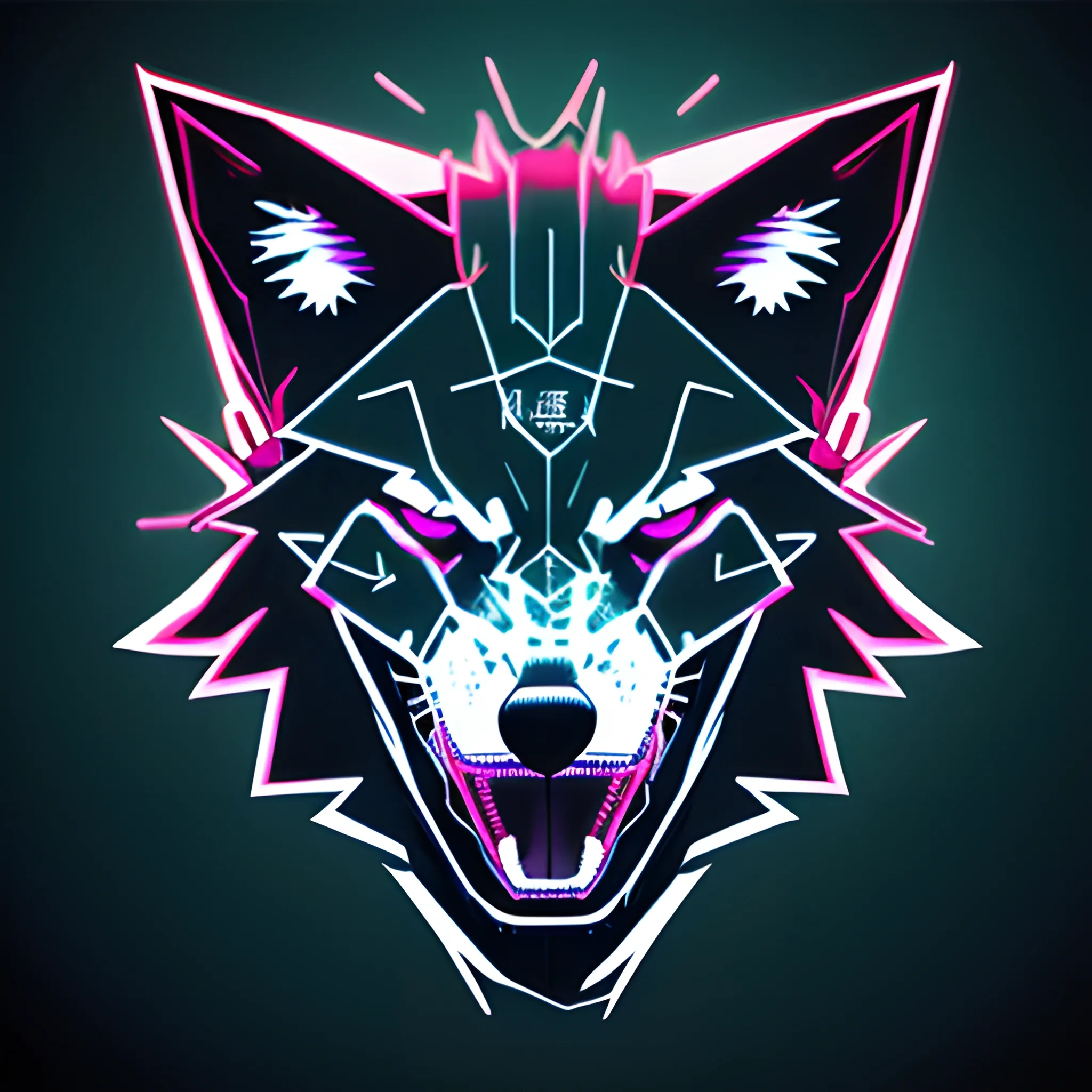 An angry cyberpunk wolf logo