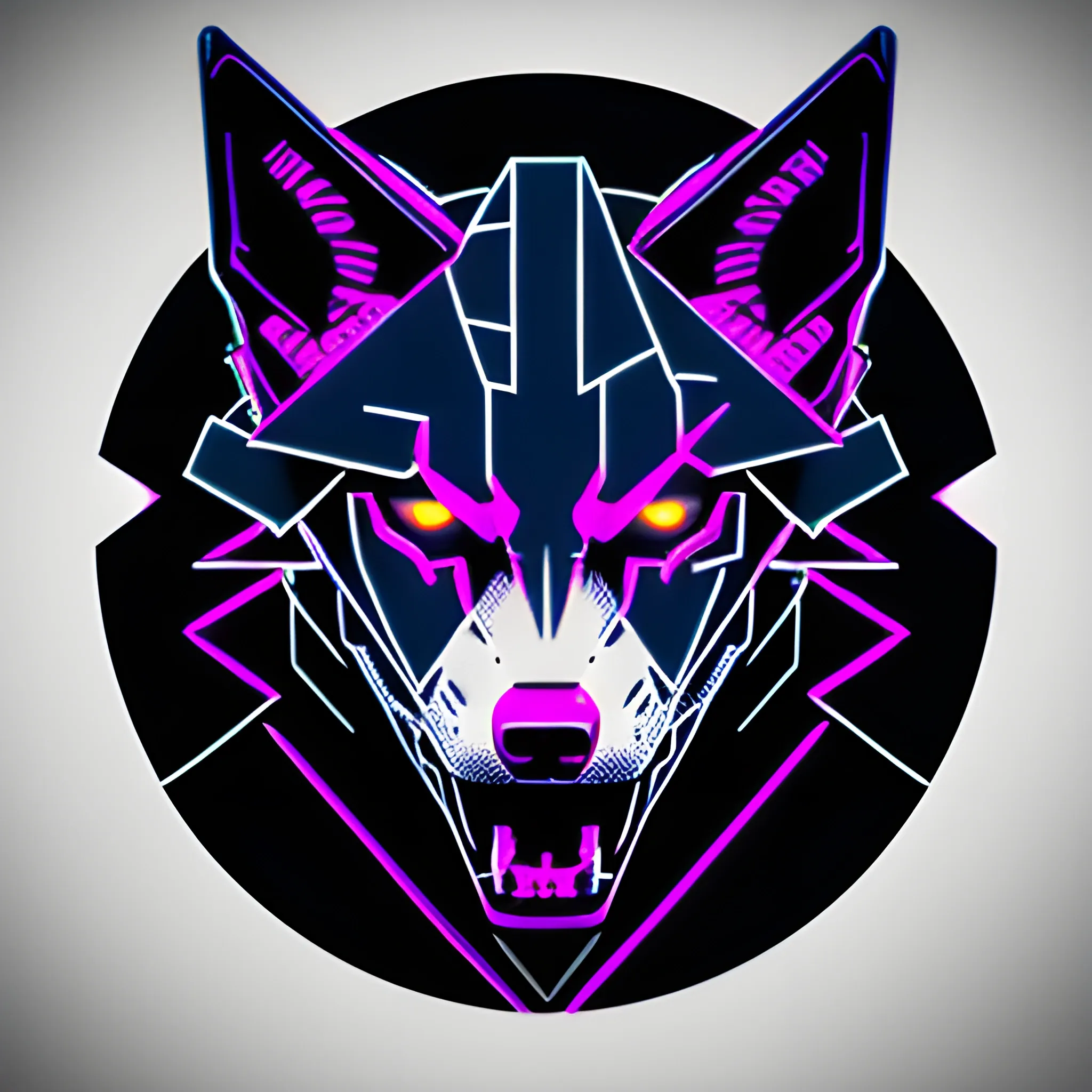 An angry cyberpunk wolf logo