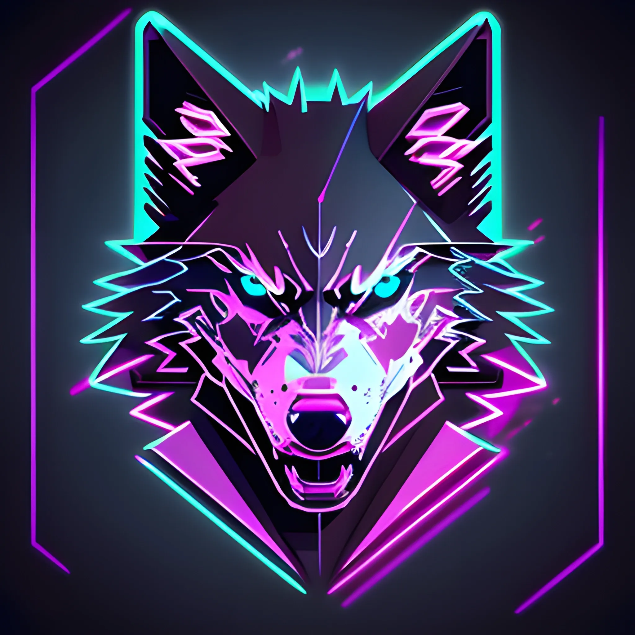 An angry cyberpunk wolf logo with the color #C1FF72