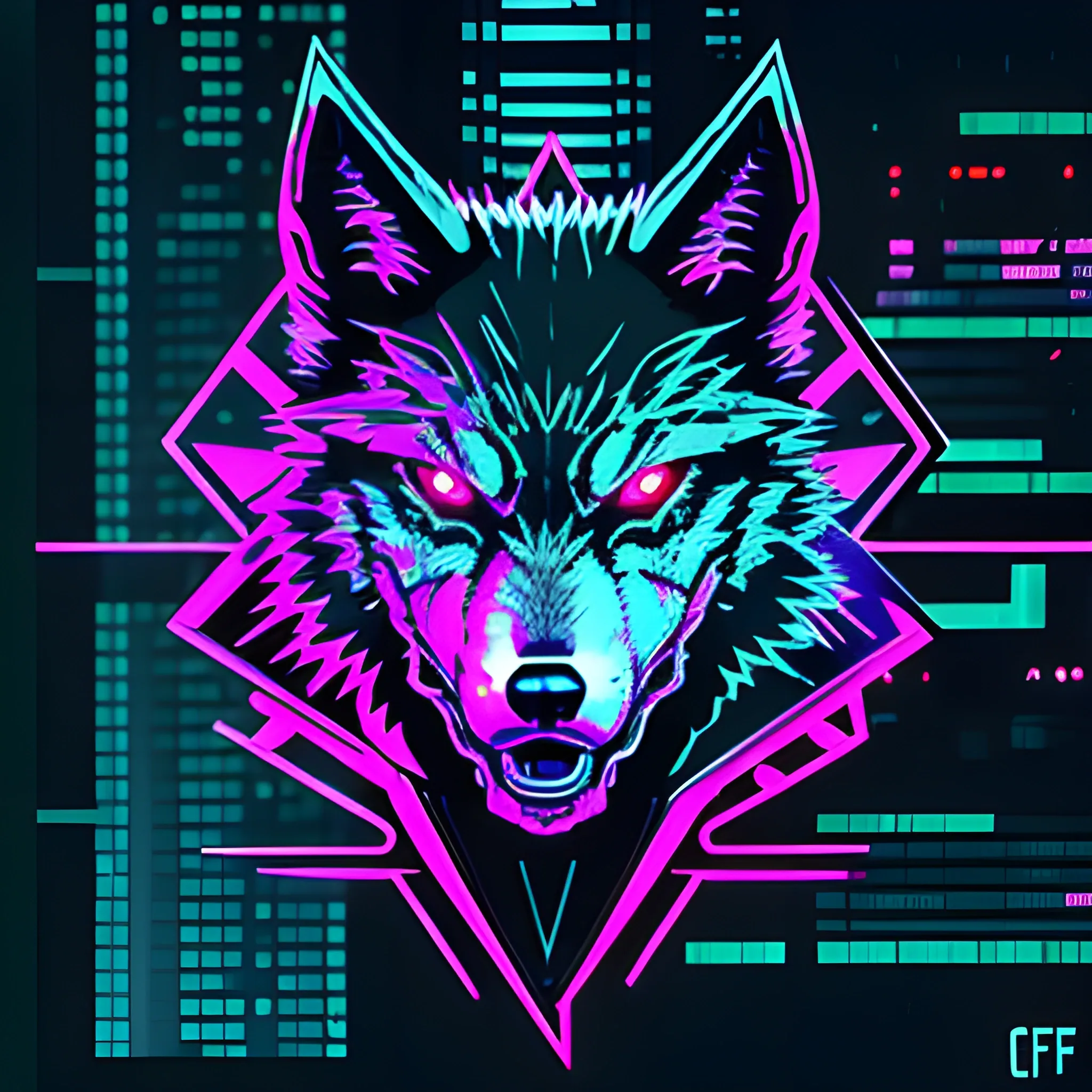 An angry cyberpunk wolf logo with the color #C1FF72