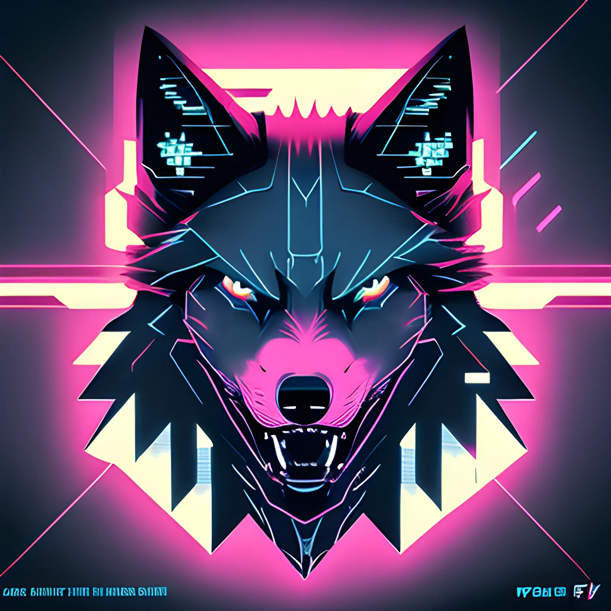 An angry cyberpunk wolf logo with the color #C1FF72