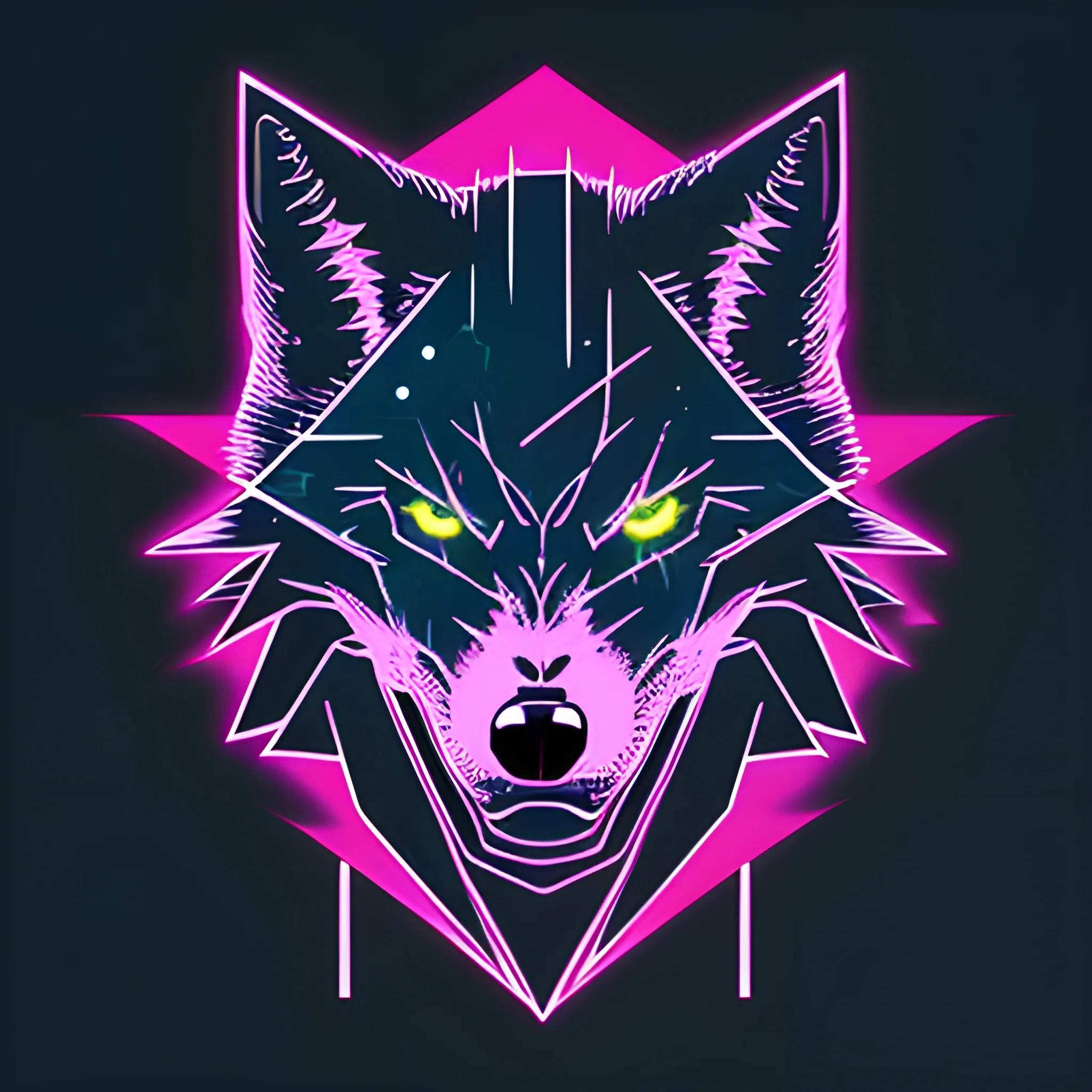 An angry cyberpunk wolf logo with the color #C1FF72 - Arthub.ai