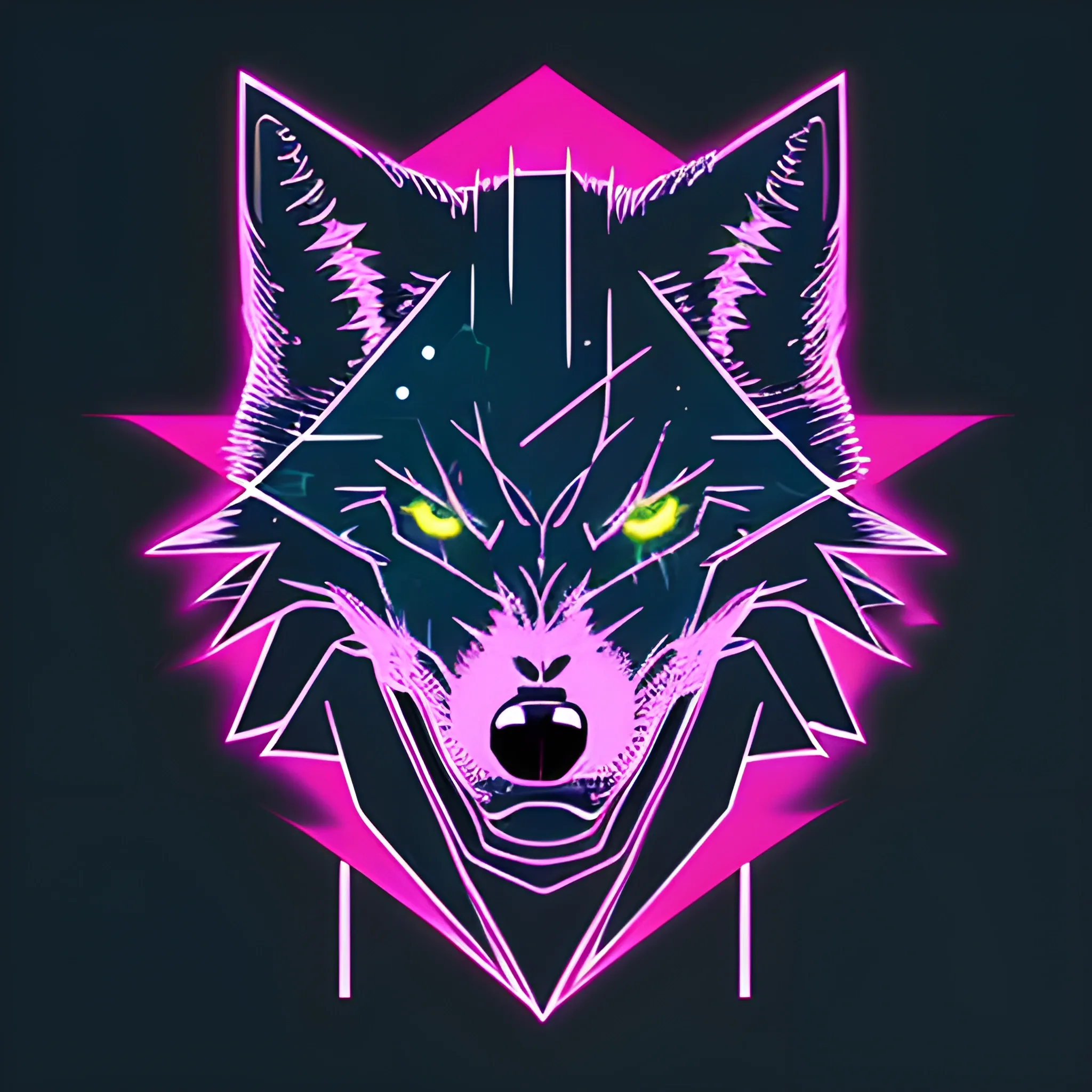 An angry cyberpunk wolf logo with the color #C1FF72