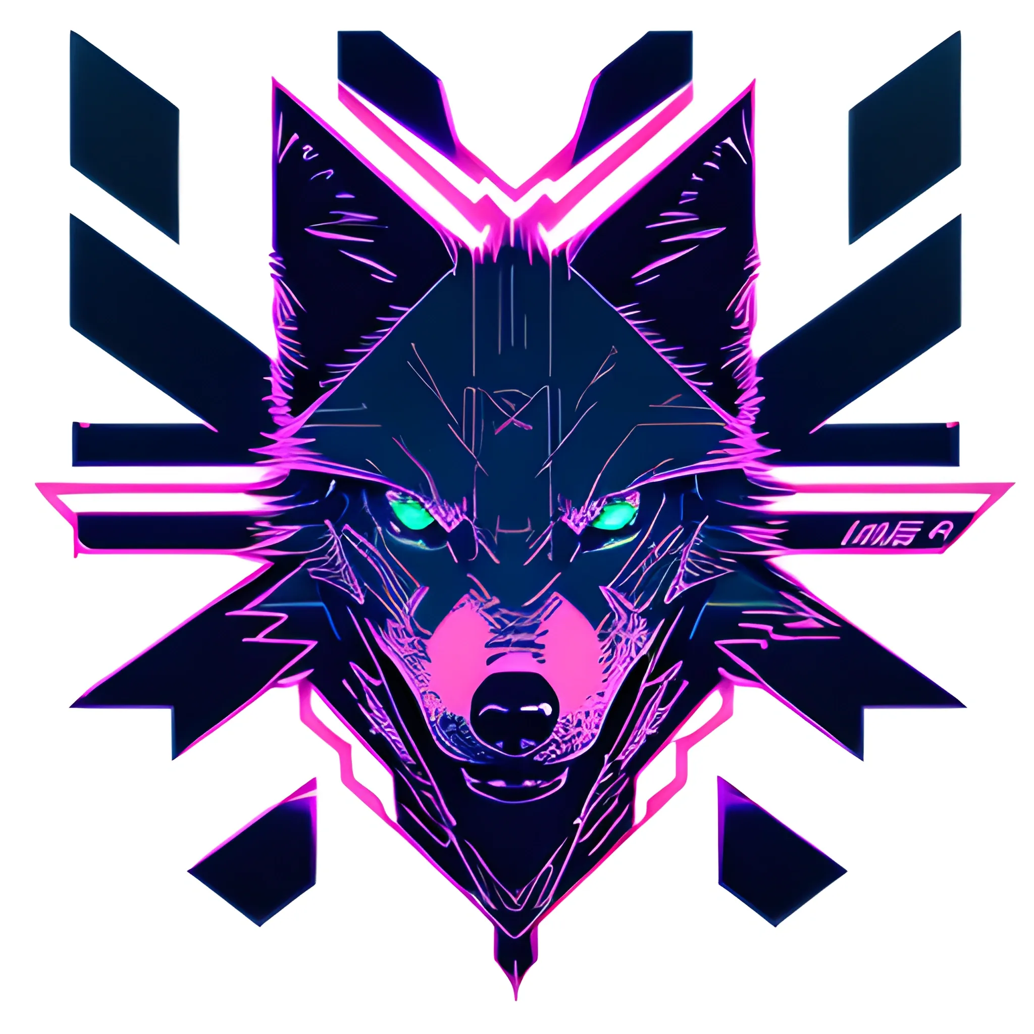 An angry cyberpunk wolf logo with an "A" at the background and the color #C1FF72 is the base color