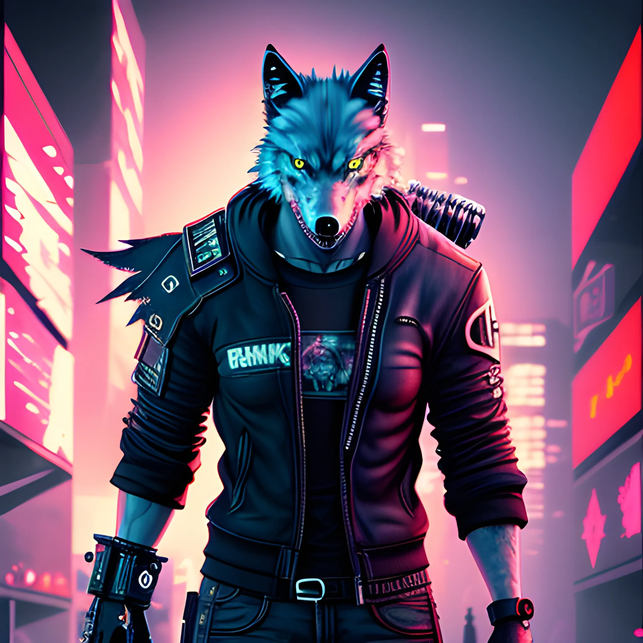 An angry cyberpunk wolf logo with an "A" at the background and the color #C1FF72 is the base color