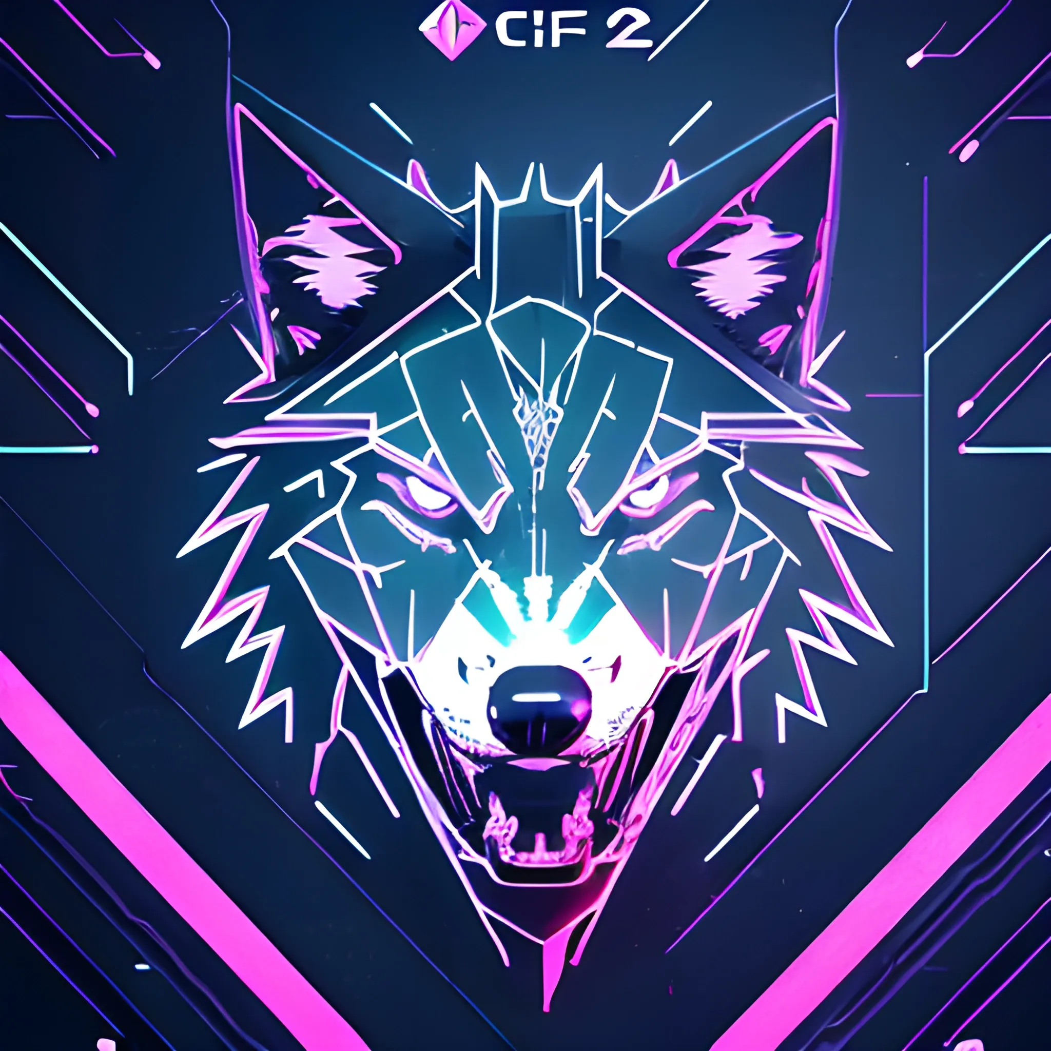 An angry cyberpunk wolf logo with an "A" at the background and the color #C1FF72 is the base color