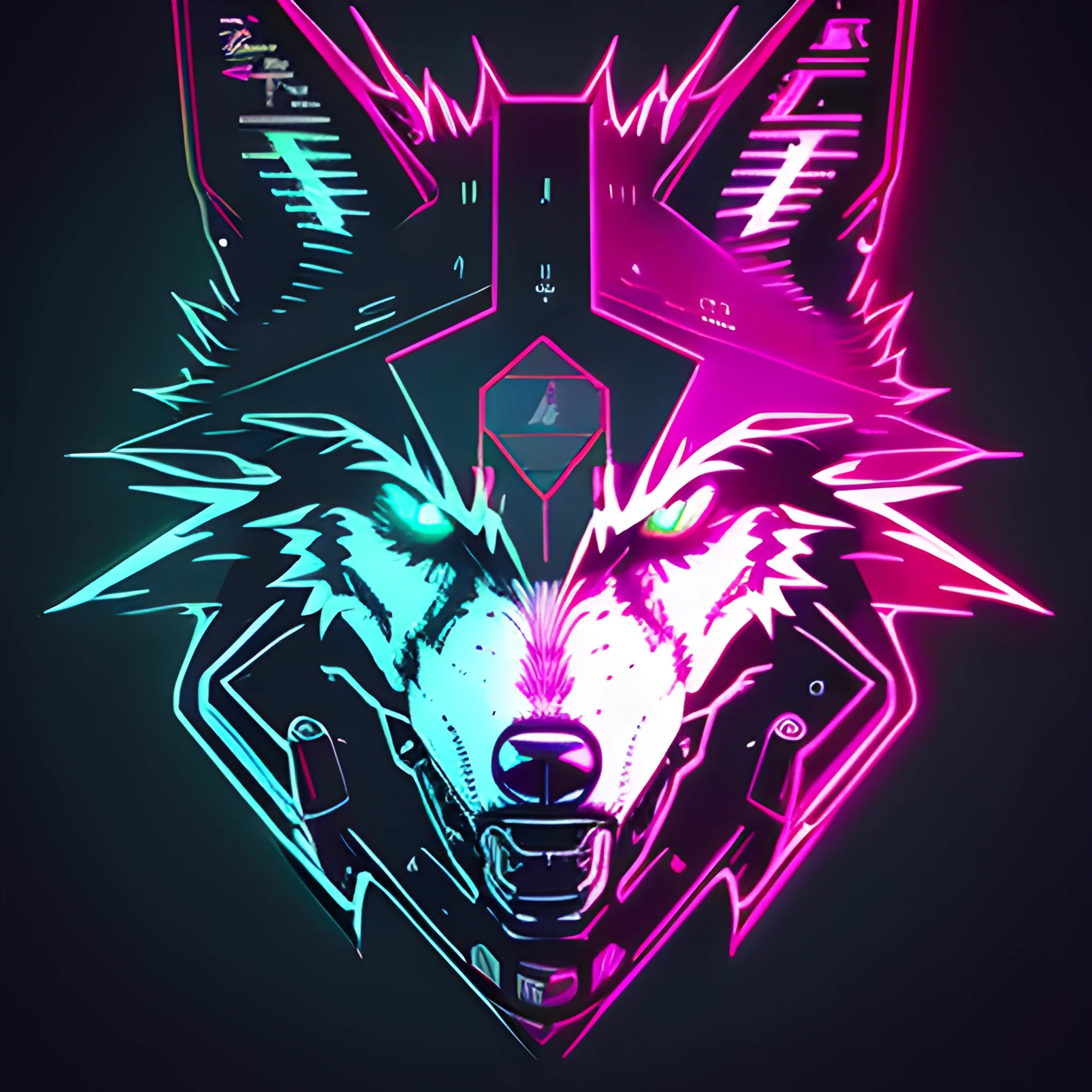 An angry cyberpunk wolf logo using the color: #C1FF72 - Arthub.ai