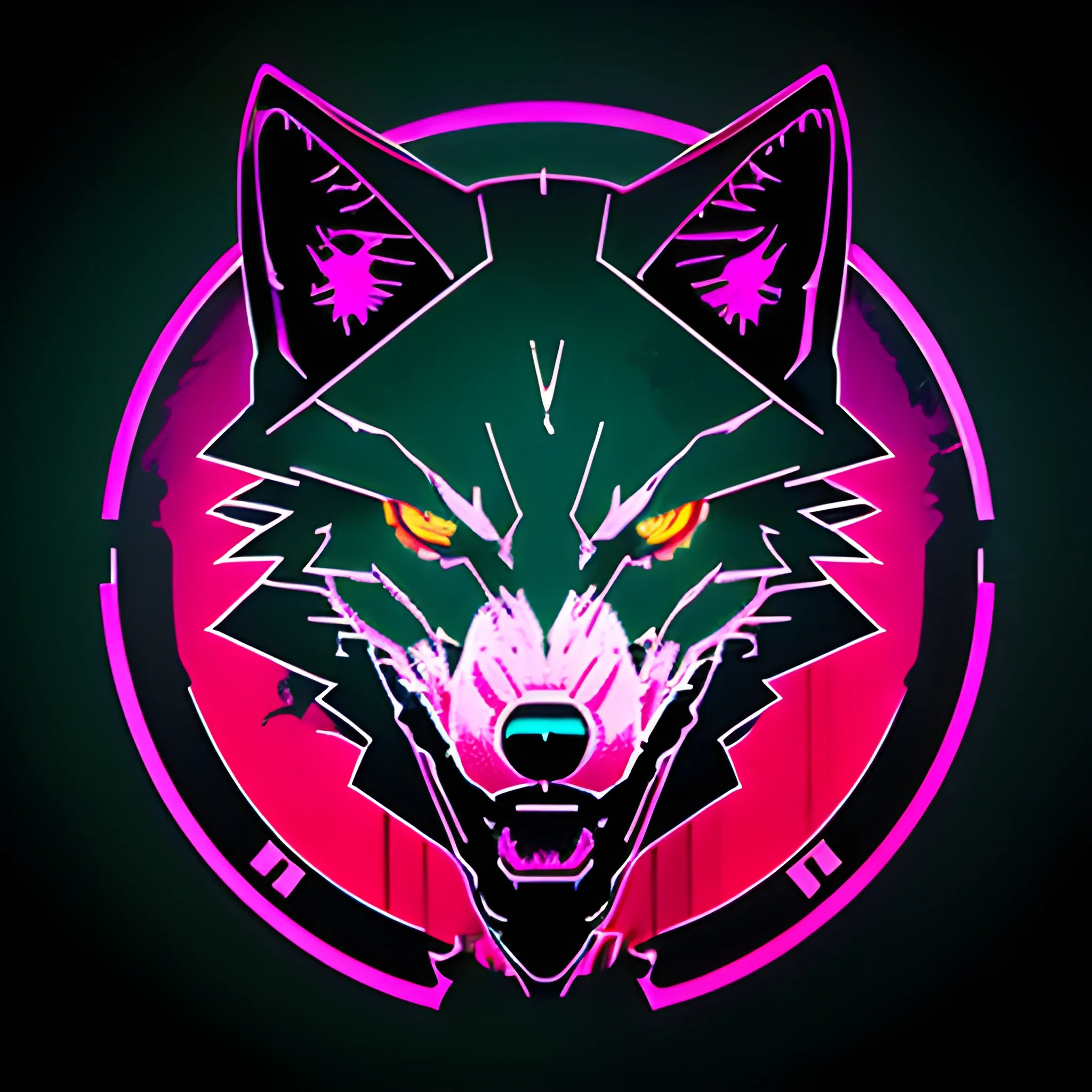 An angry cyberpunk wolf logo using the color: #C1FF72