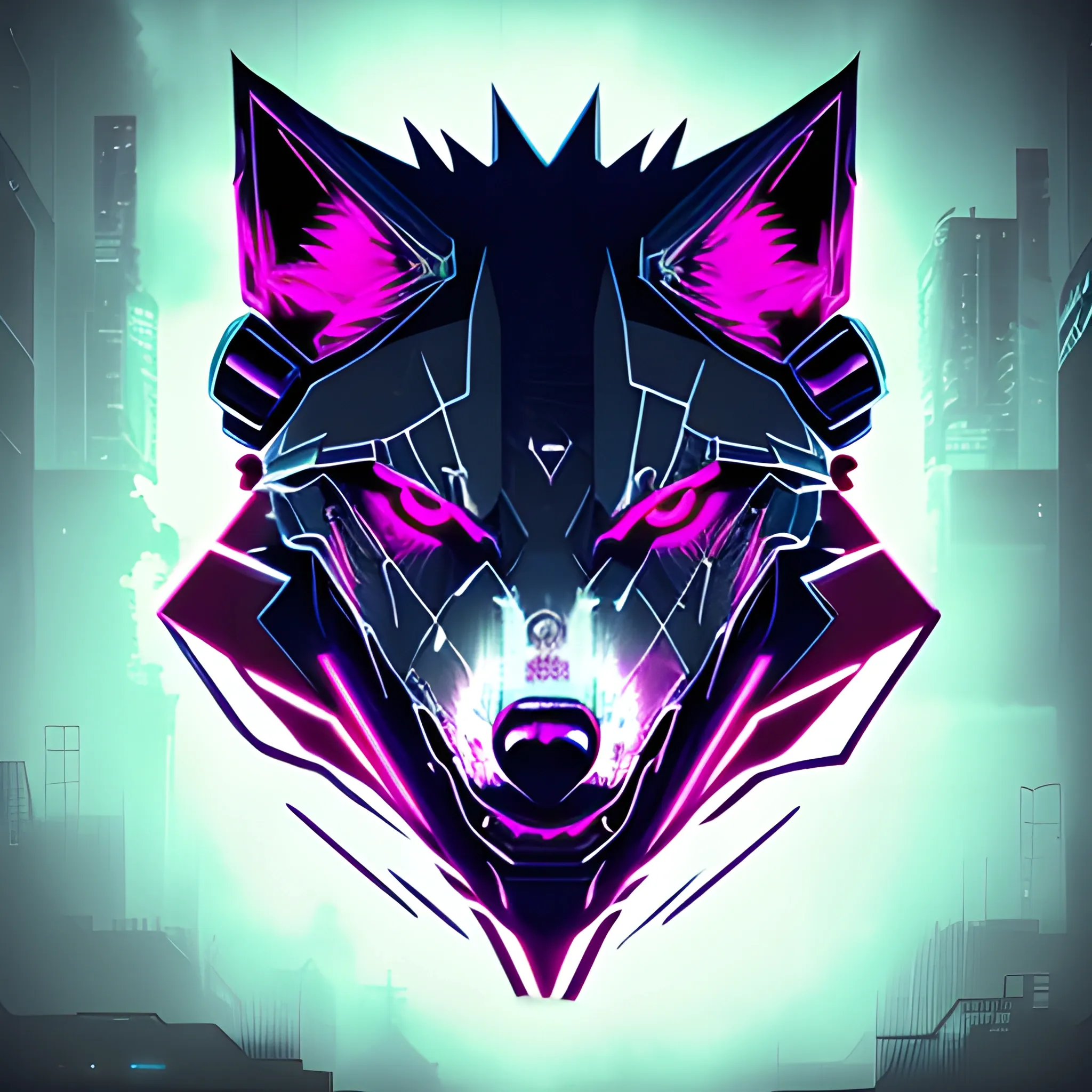 An angry cyberpunk wolf logo using the color: #C1FF72