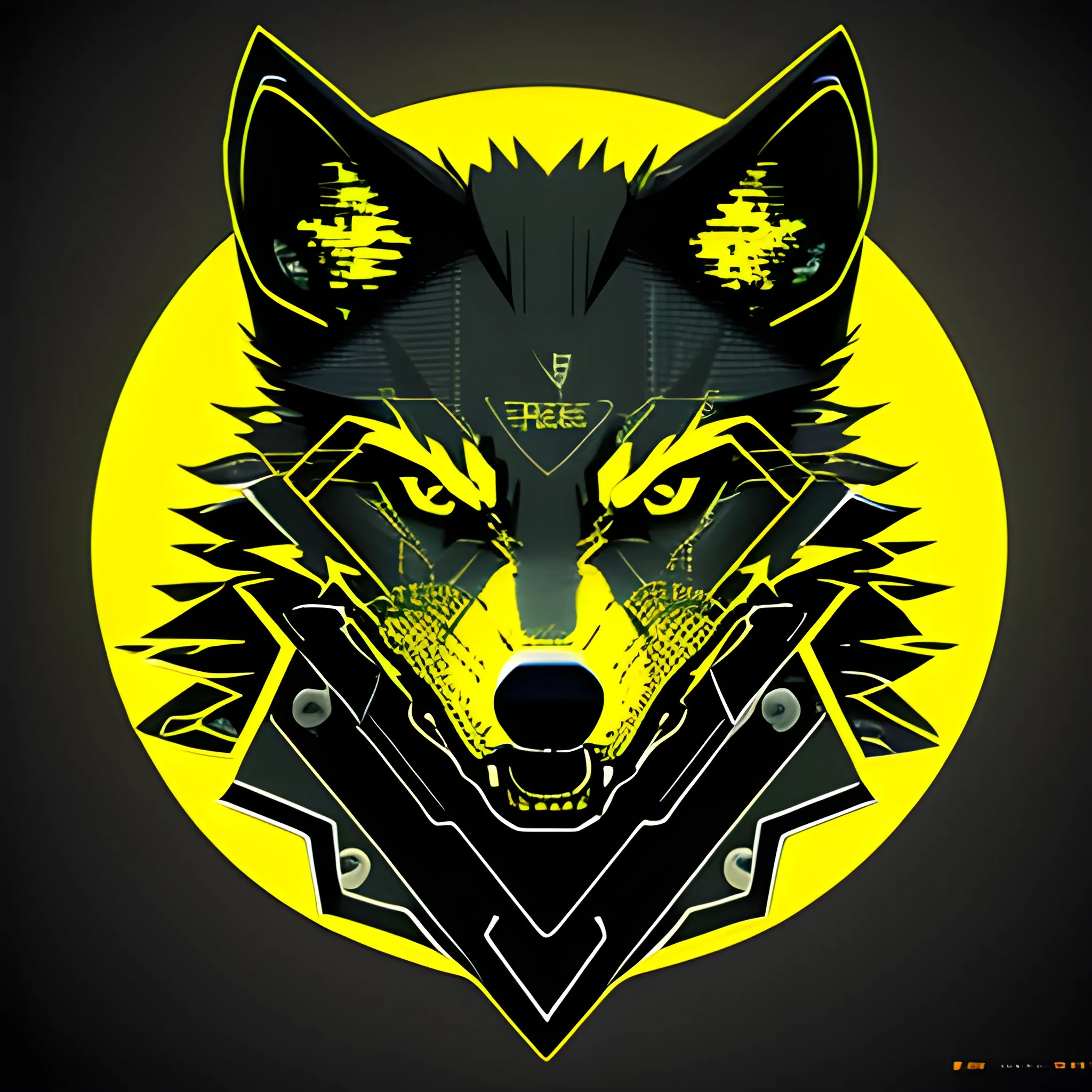 An angry cyberpunk wolf logo, using the yellow color