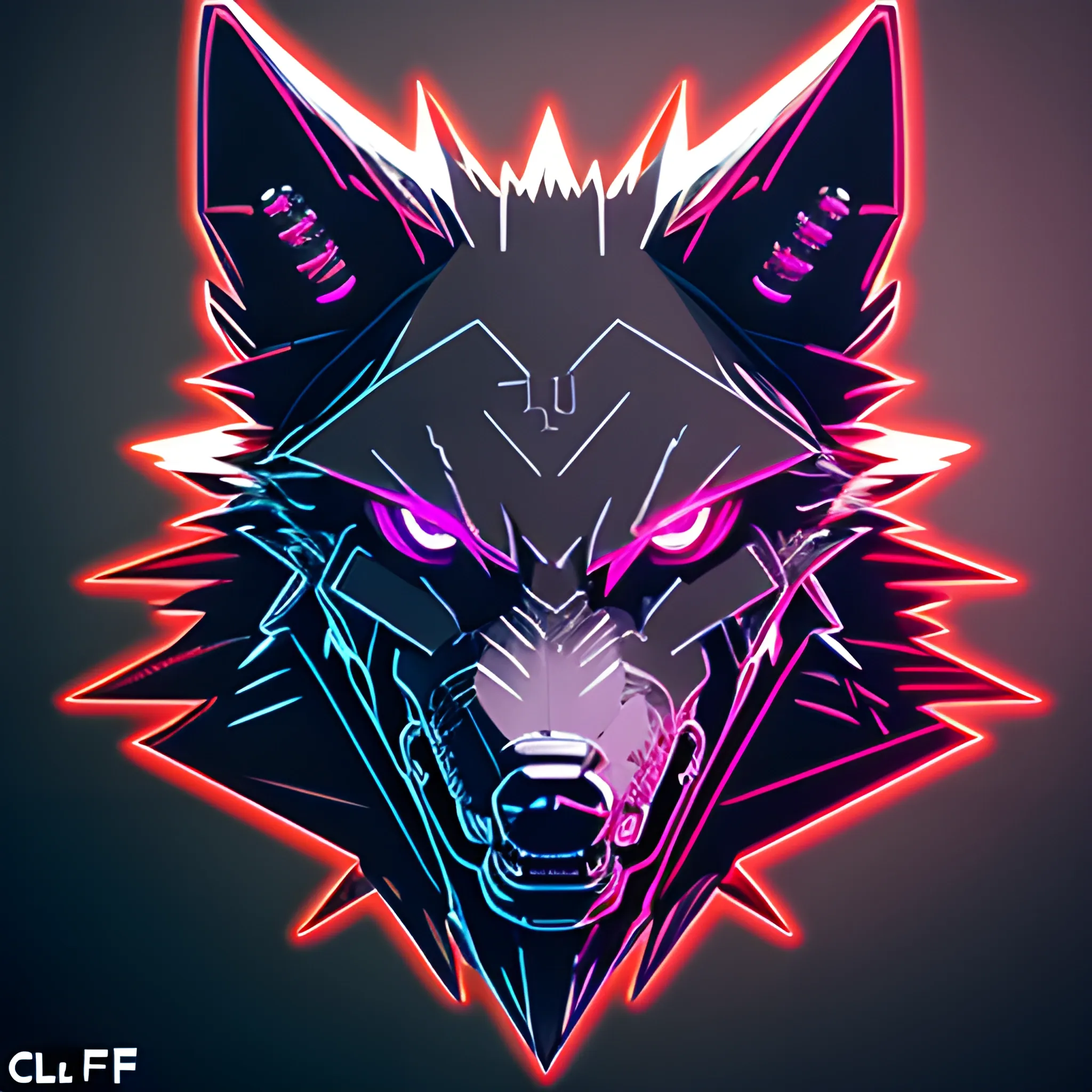 An angry cyberpunk wolf logo, using the #C1FF72 color