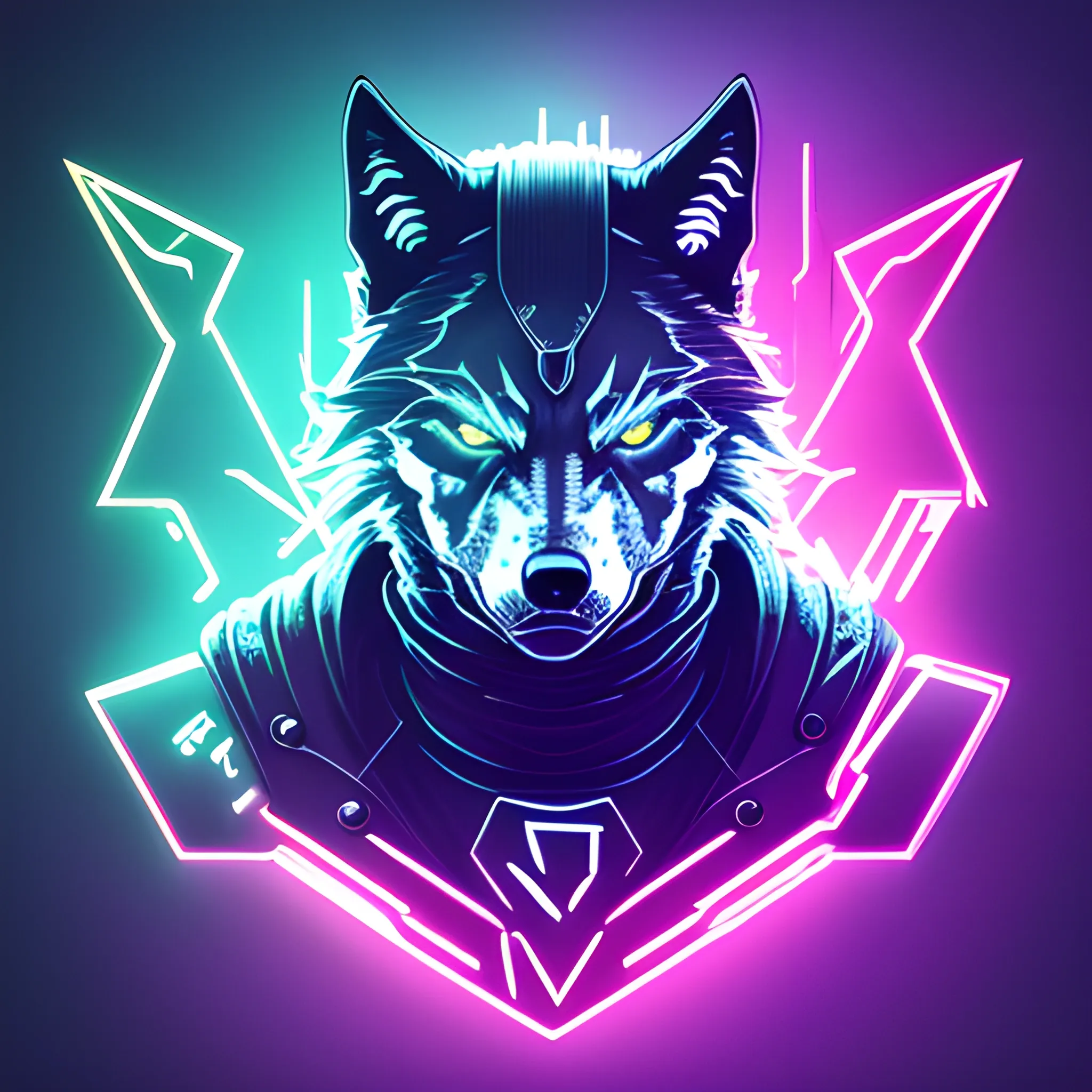 An angry cyberpunk wolf logo, using the #C1FF72 color