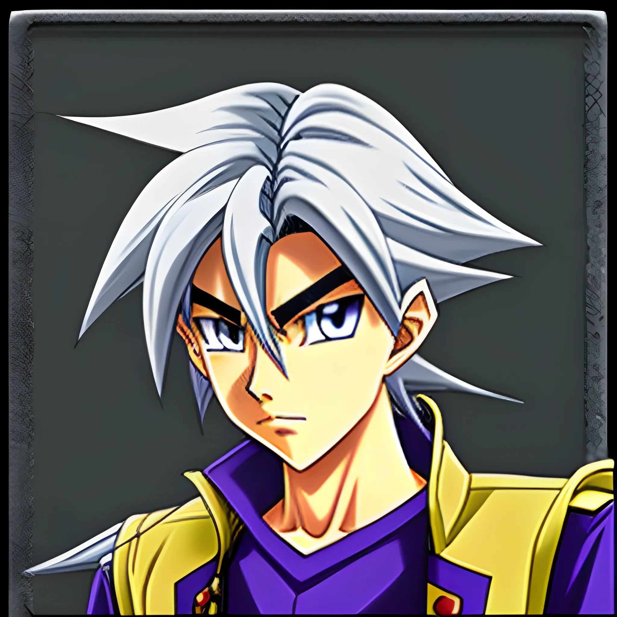 Silver haired male turbo duelist from the Yu-GI- Oh anime.