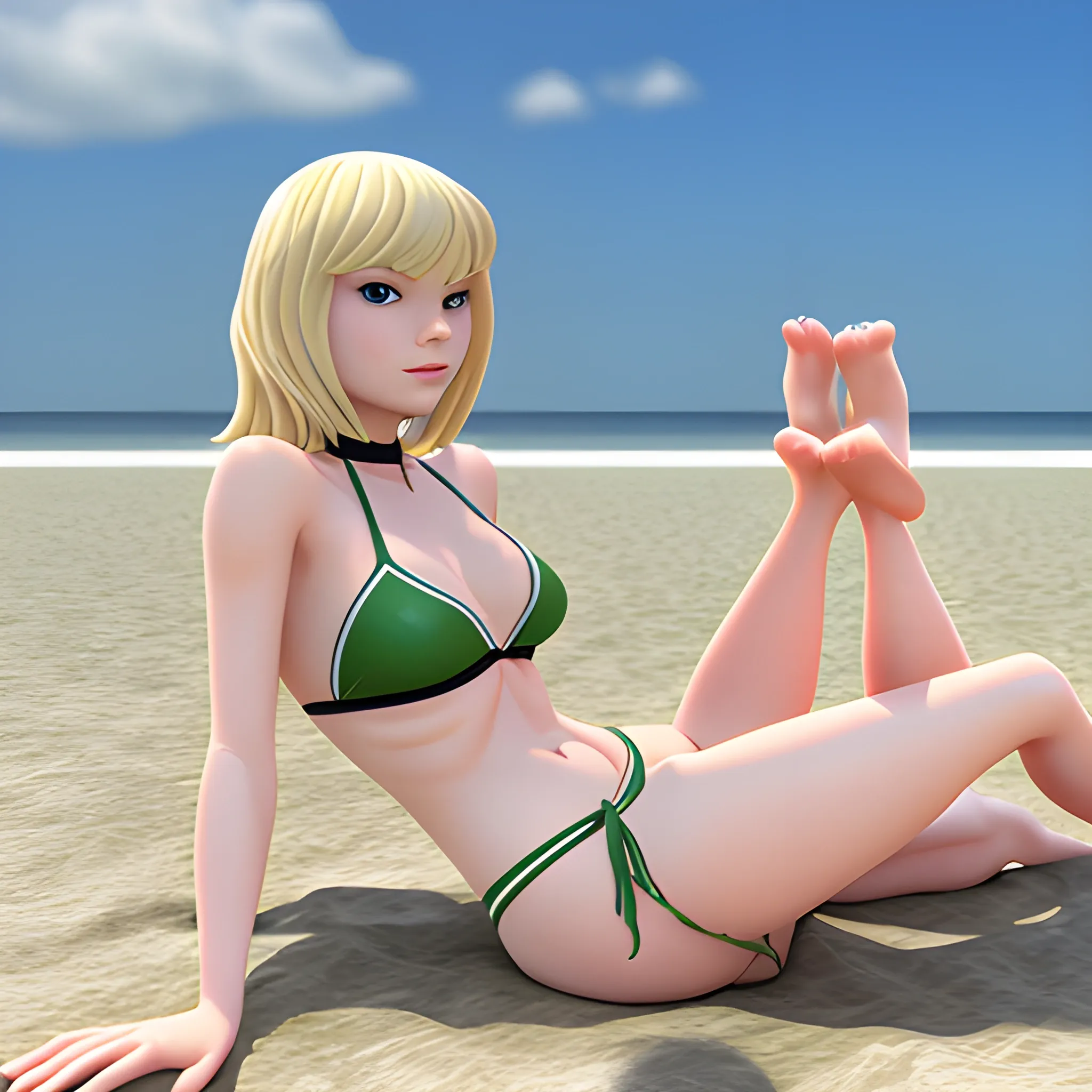 Gwen Stacy, , 3D, Beach, bikini 