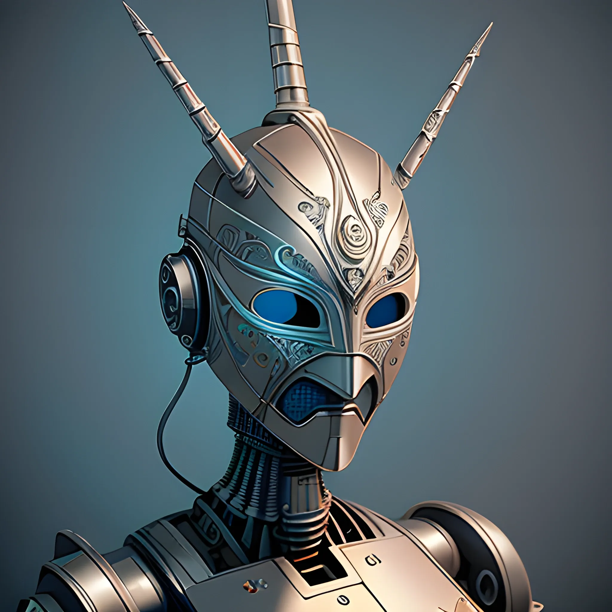 A cupof Gin and Tonic fantasy art mask robot ninja stylized digital illustration sharp focus, elegant intricate digital painting artstation concept art global illumination ray tracing advanced technology chaykin howard and campionpascale and cooke darwyn and davis jack, 3D