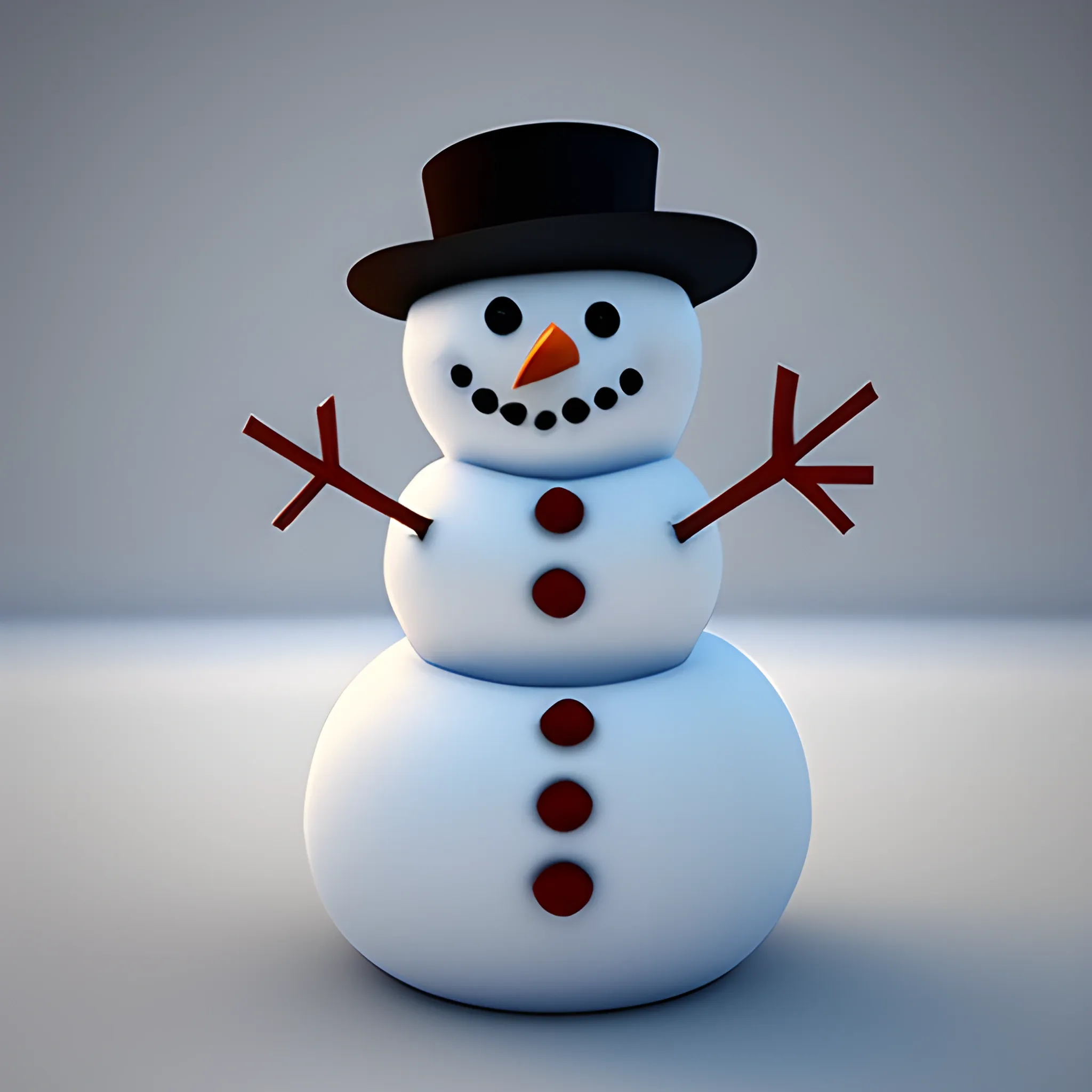 a snowman, low quality, 3 d render, low poly, sad