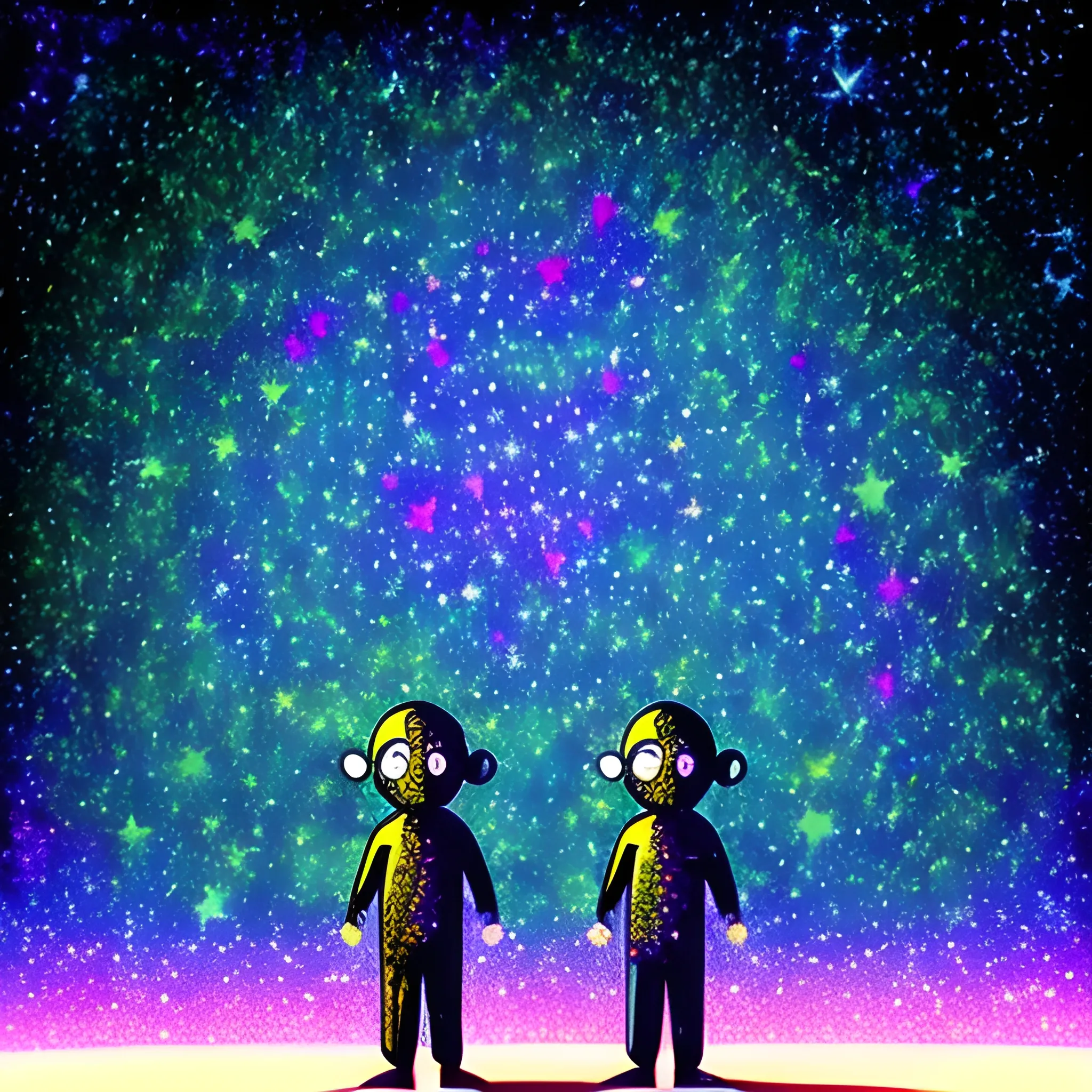 the night starry sky inside us, Trippy, Cartoon